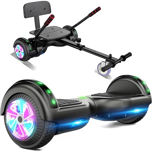 Self Balance Scooter Seat Attachment 6.5” Two-Wheel Self Balancing Electric Scooter with LED Light Flash Lights Wheels