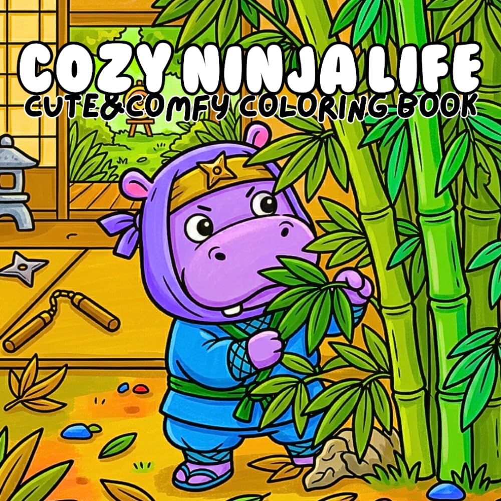 Cozy Ninja Life Cute and Comfy Coloring Book: Bold and Easy Adorable Ninja Scenes with Relaxing Adventures Playful Training Cozy Hideouts for Stress Relief