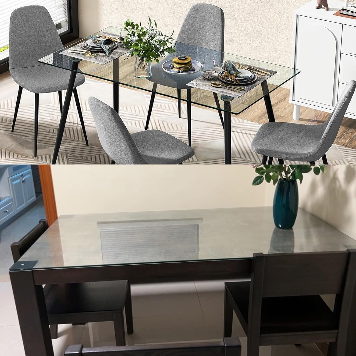 Tempered Glass Table Top Rectangle/Square Transparent Table Surface 8mm Thick Polished Edge, Patio Table Tops, Multipurpose for Dining Table, Coffee Table, Restaurant Table(100x60cm)