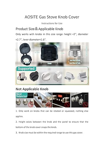 Miniatura 10 de AOSITE - Fundas para pomos de estufa para seguridad infantil, cubiertas de perilla de gas mejoradas para niños con adhesivo fuerte, paquete de 5