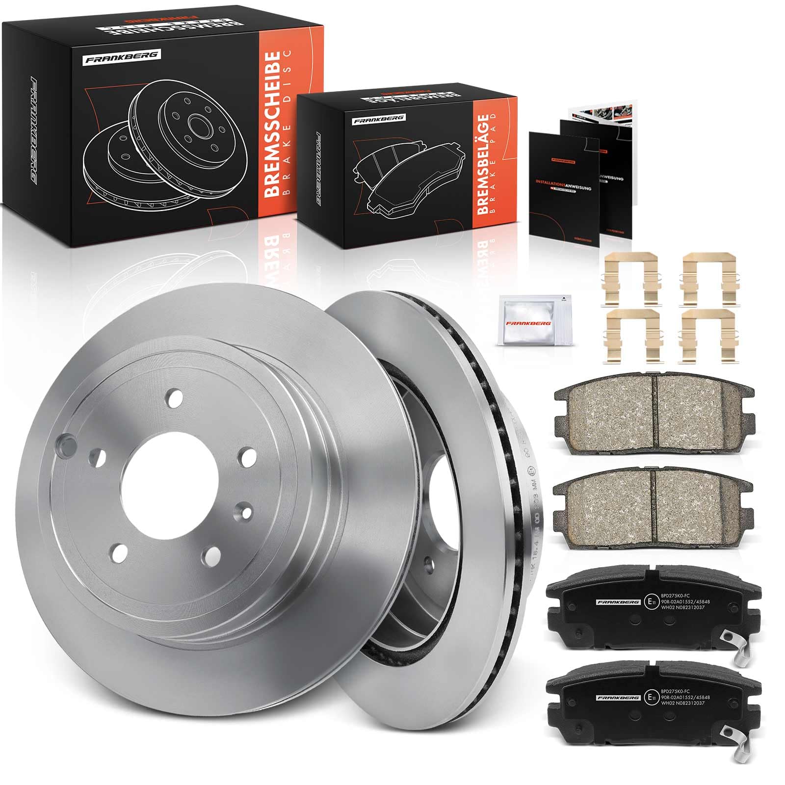 Frankberg 1 set freni incl. 2 dischi freno + 4 pastiglie freno posteriori | Compatibile con: Captiva C100 C140, Captiva Sport, Captiva Van C100, Antara L07