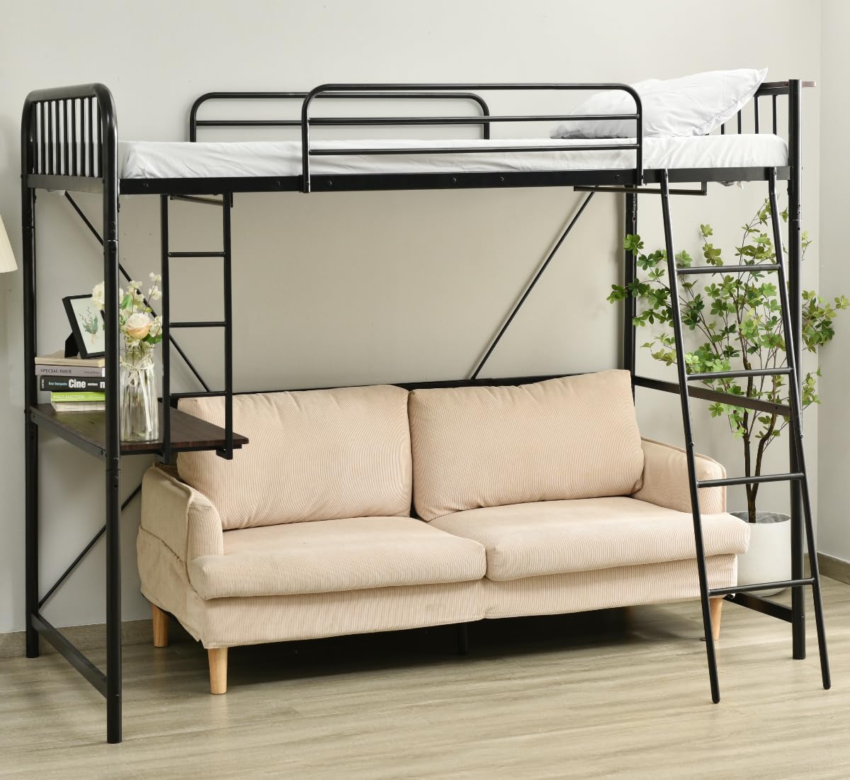 Amazon｜Simpolu ハイタイプ ロフトベッド シングル スチール
