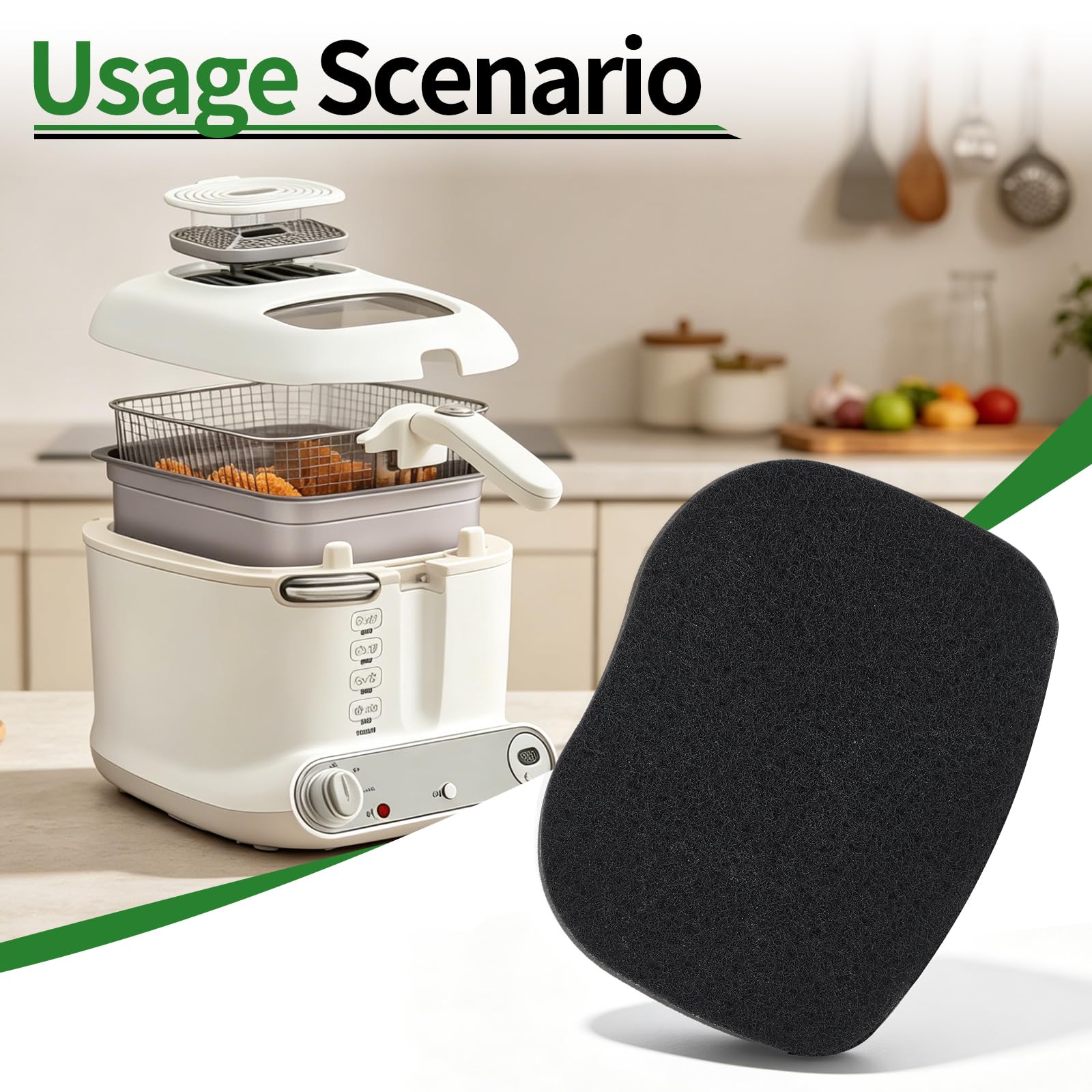 Occhiello filtro per friggitrice a carbone attivo - Set di forbici per rifilatura, ricambio per Tefal Super Uno FR30 e modello Moulinex AM30 XA005000, riduzione degli odori da cucina