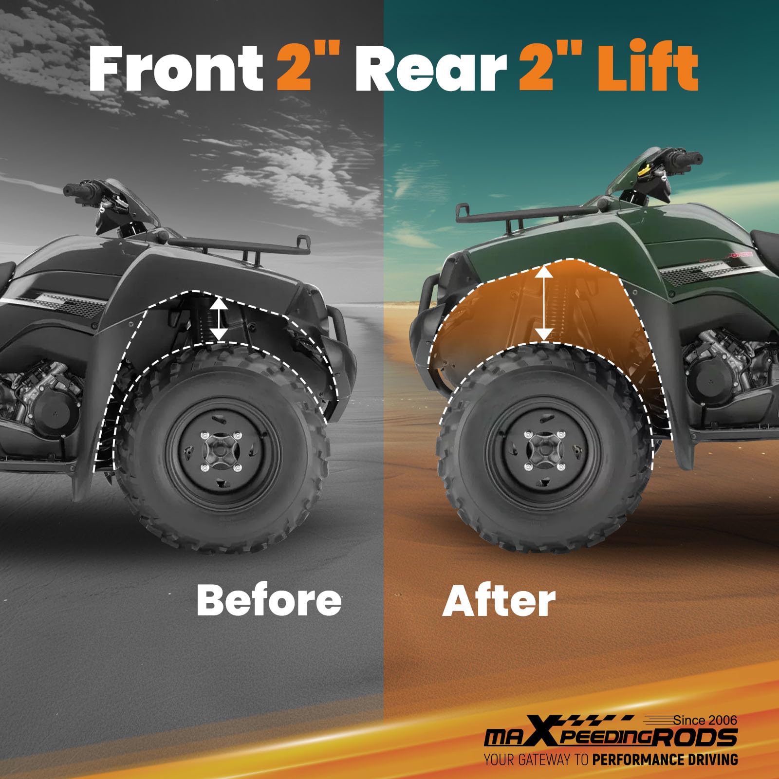 2" Full Suspension Lift Kit For Polaris RZR, Sportsman 570, 850, 900, 800 XP - Universal ATV Fit
