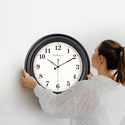 Miniatura 7 de Reloj de pared de 18 pulgadas, silencioso sin tictac, funciona con pilas, reloj de pared grande para interiores y exteriores, reloj de pared