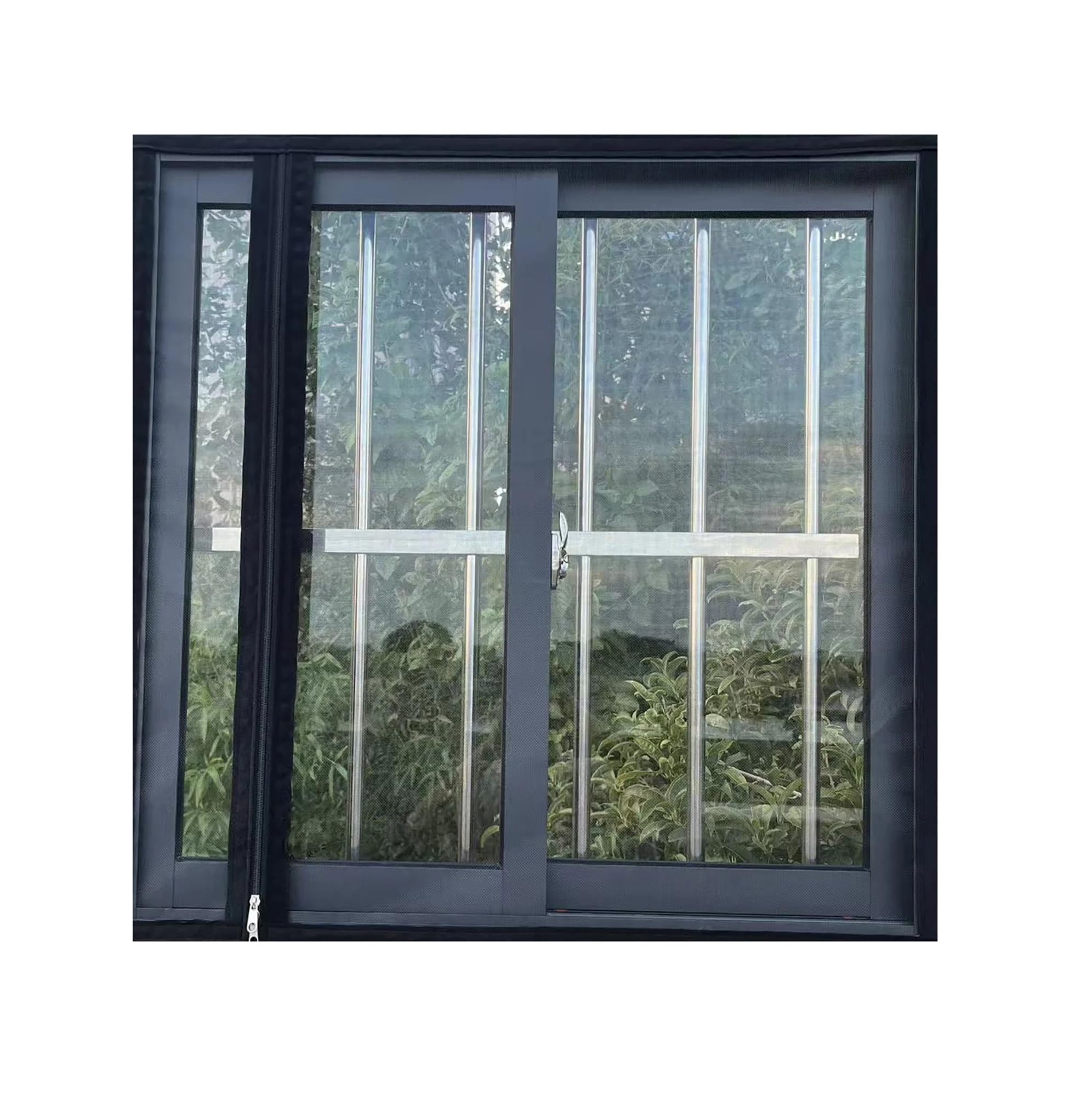 1pc Black Zipper Screen Window Self-Adhesive Mosquito Net Invisible Thin Gauze