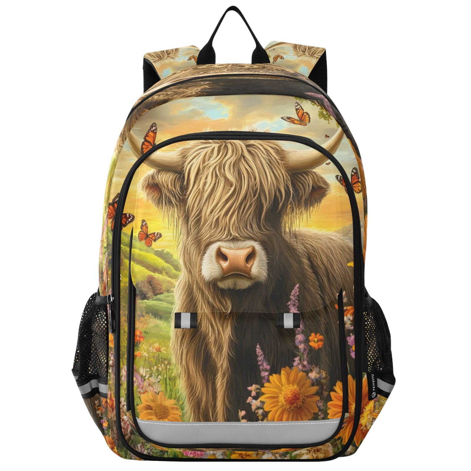 Sac à dos ordinateur vache Highland pour collège et lycée - 8