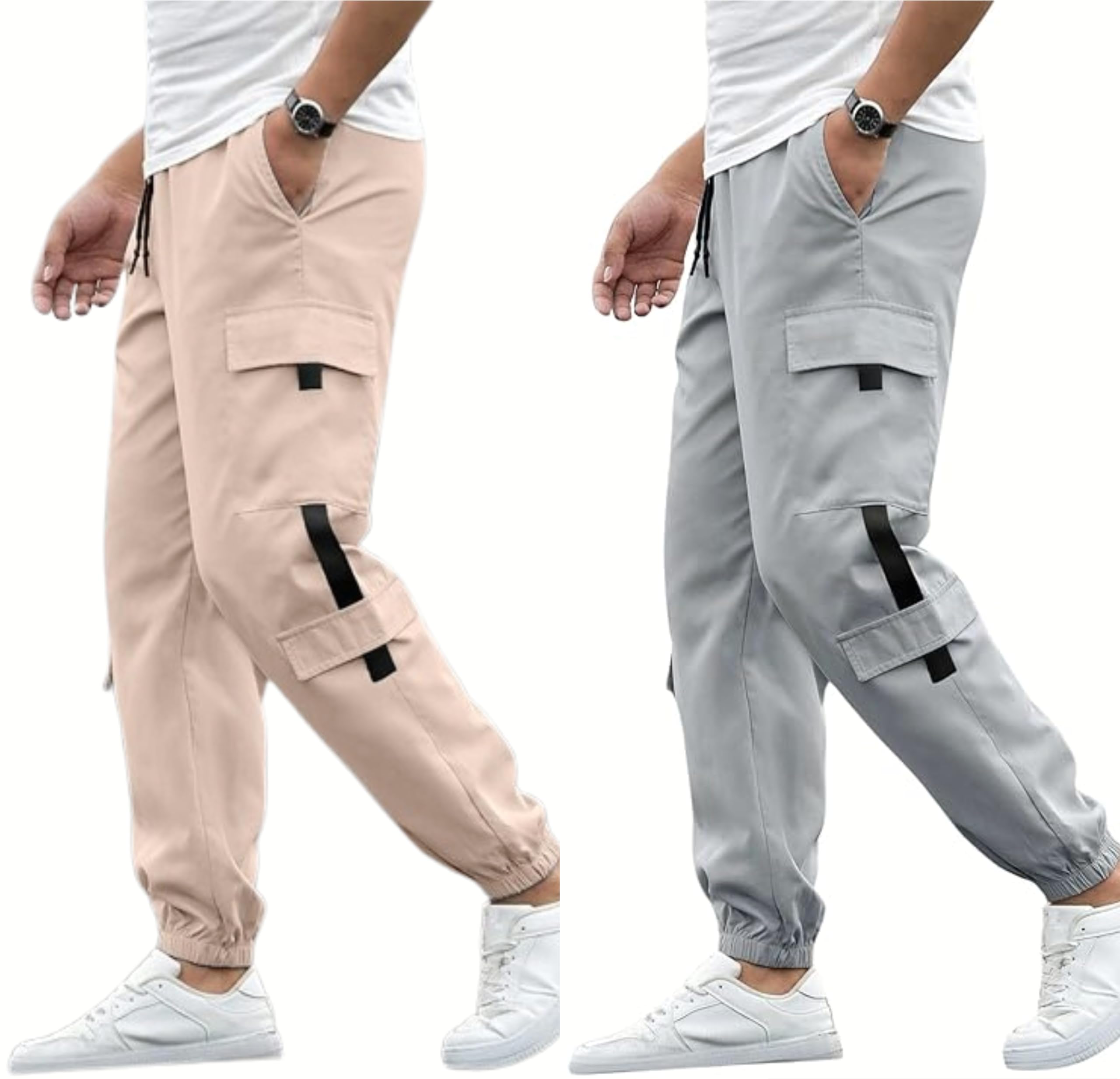 swastik aparels Swastik Apparels Men's Track Pant Combo | Track Pants | Lower | Joggers | Combo of 2 | Pack of 2 Pant | Cargo Pant (CRM+LGR)-picture-50