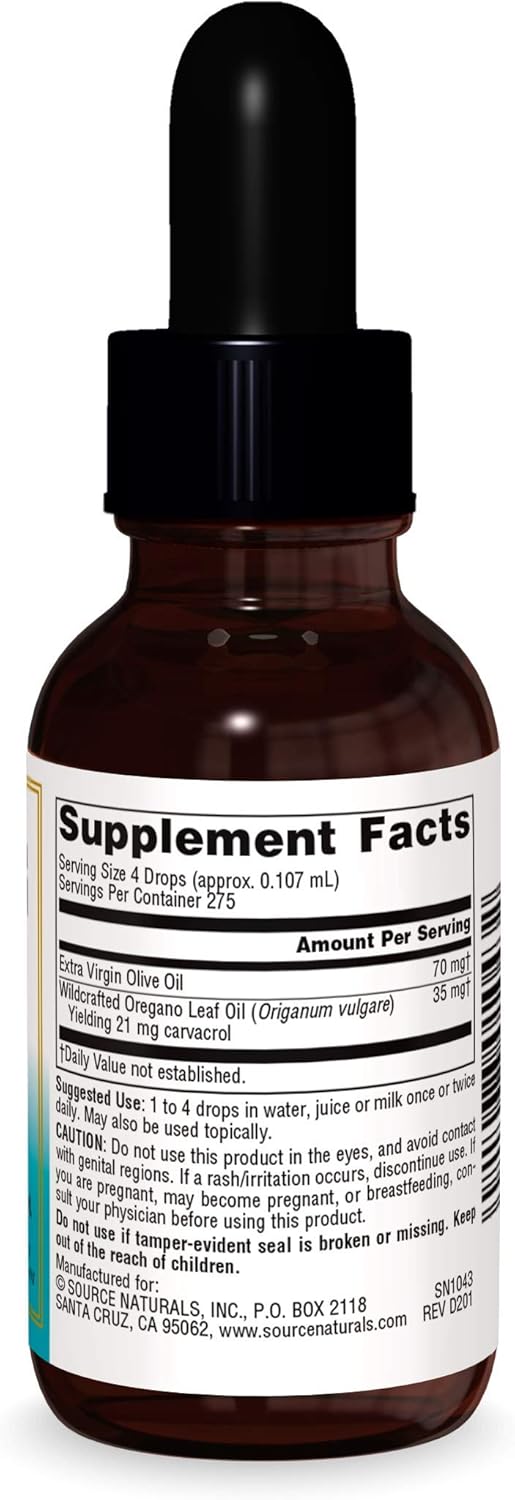 Source Naturals Wellness Oil of Oregano - Standardized to 70% Carvacrol - 0.4 Fluid oz : Health & Household