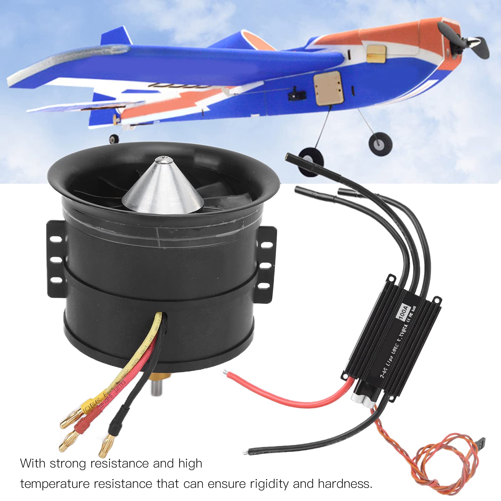 Zestaw wentylatorów kanałowych EDF 1450KV, odporność na wysoką temperaturę Silnik QX 90mm Zestaw EDF z 12-ostrzowym wentylatorem kanałowym 100A ESC do samolotu RC