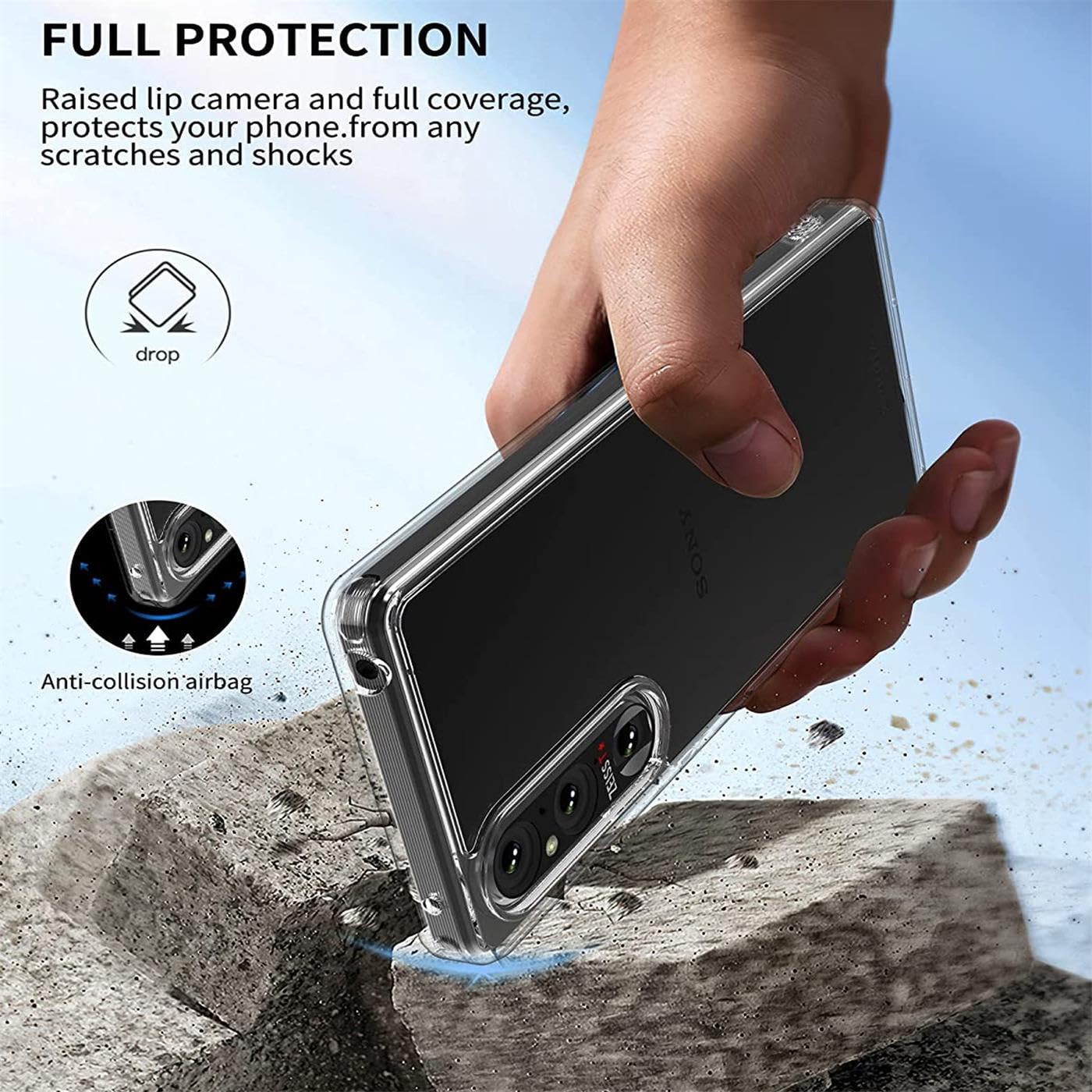 Custodia Verco Slim Per Sony Xperia 1 V (2023) – Cover Trasparente In TPU Flessibile – Sottile E Leggera – Protezione Antigraffio E Antiurto - 5
