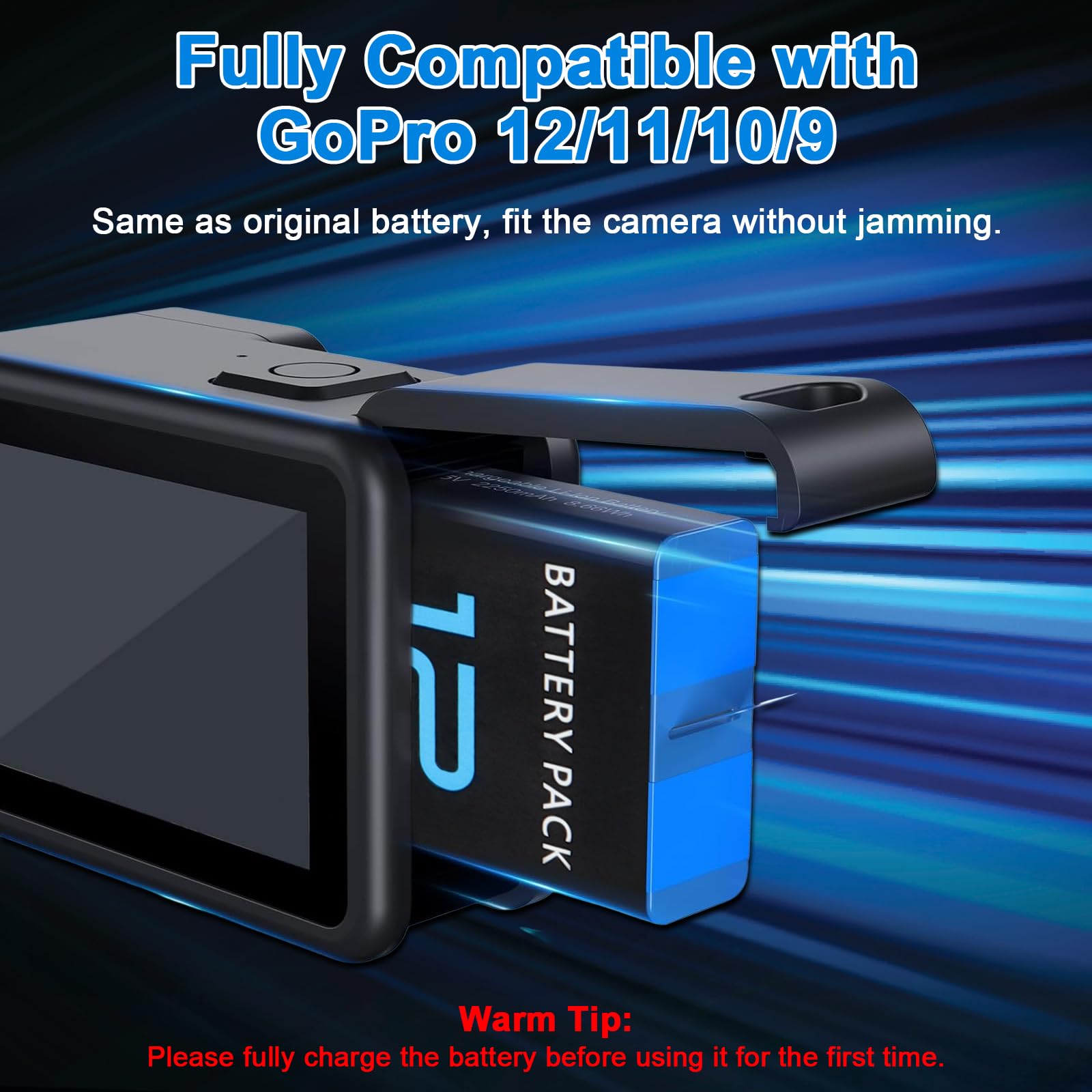 Batterie e Caricatore Compatibili con GoPro Hero 12 11 10 9 Black - 3x 1800mAh Alta Capacità con Custodia di Ricarica 3-in-1 e Cavo Type-C