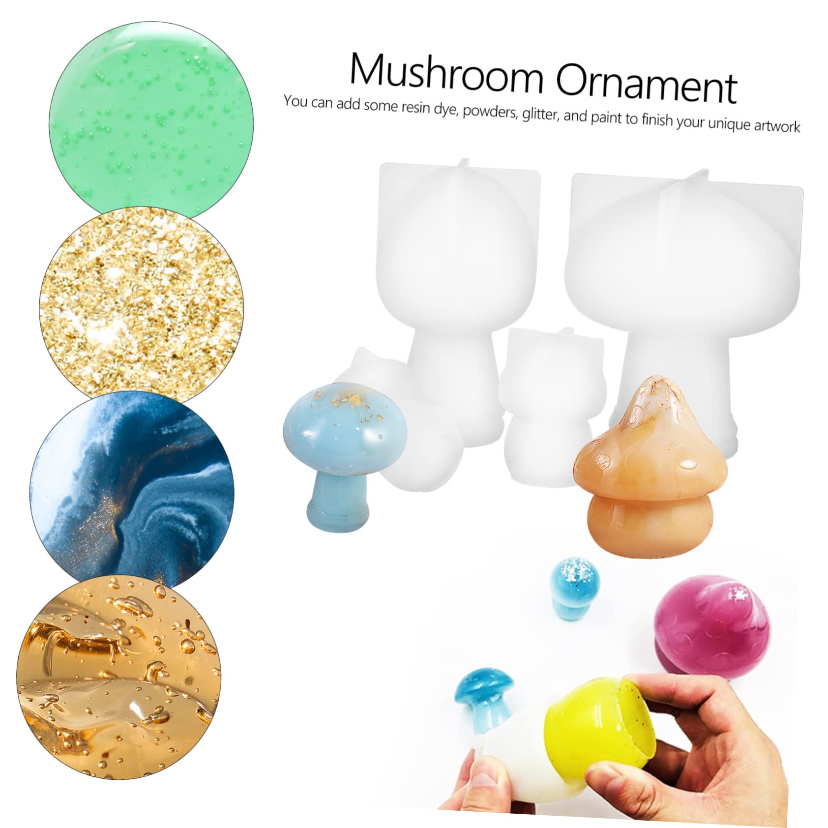 Juego de Moldes de Silicona Forma de Hongo, 10 Piezas | Manualidades de Resina Epoxi, Acabado Liso y Flexible, Durabilidad Excepcional para Mesa y Hogar