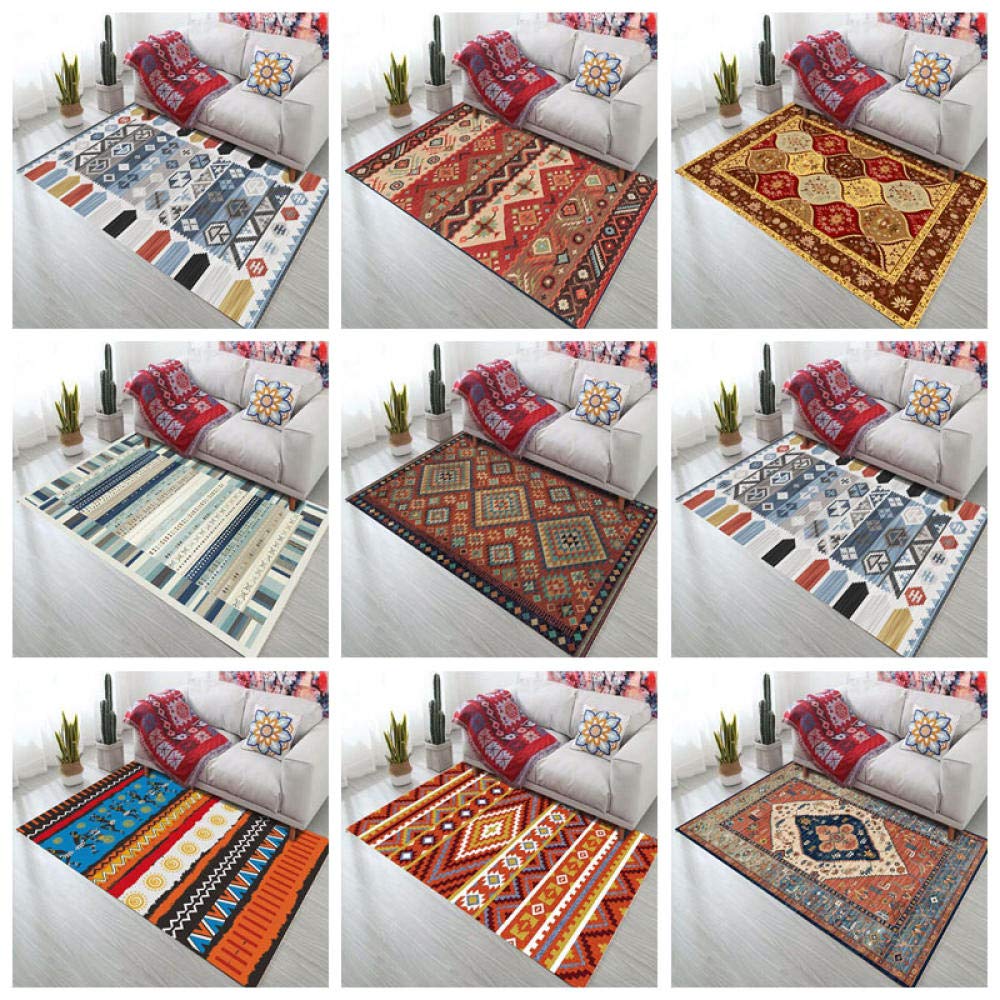 Tappeti in stile persiano della Boemia Tappeto antiscivolo per soggiorno Camera da letto Studio Tappeti rettangolari Boho Marocco Tappetini etnici tapis-Arancio blu 80x200cm
