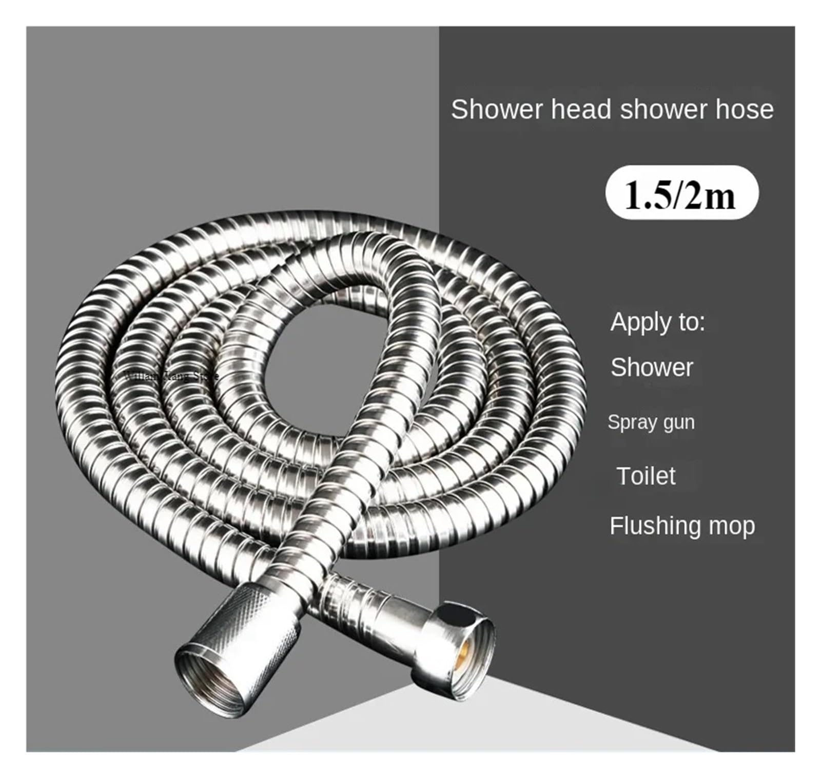 Manguera de jardín Extensible, Accesorios de Ducha, extensión de Manguera SUS304 de 1,5/2 m, Flexible for baño(2m)