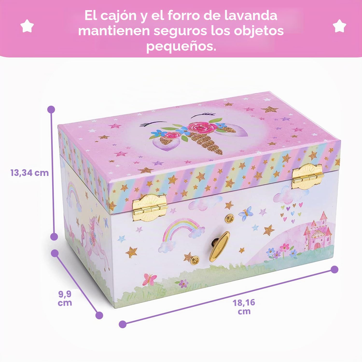 Jewelkeeper Caja Musical Unicornio para Niñas con Cajón Extraíble y Melodía The Beautiful Dreamer