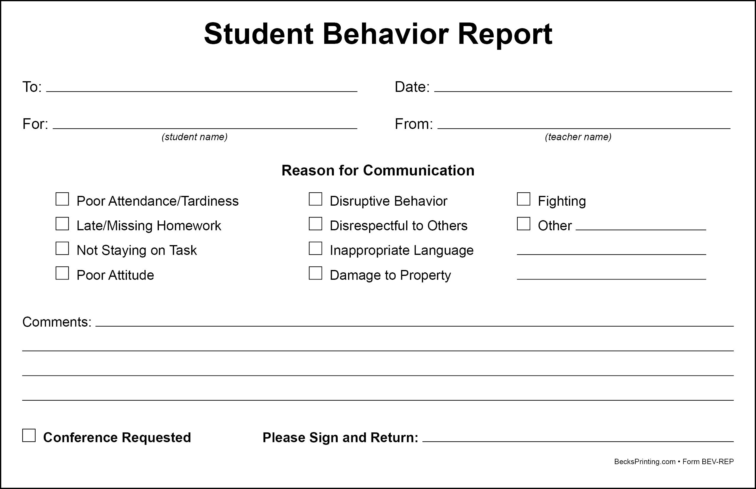 Preschool Behavior Report, image size:2550x1650