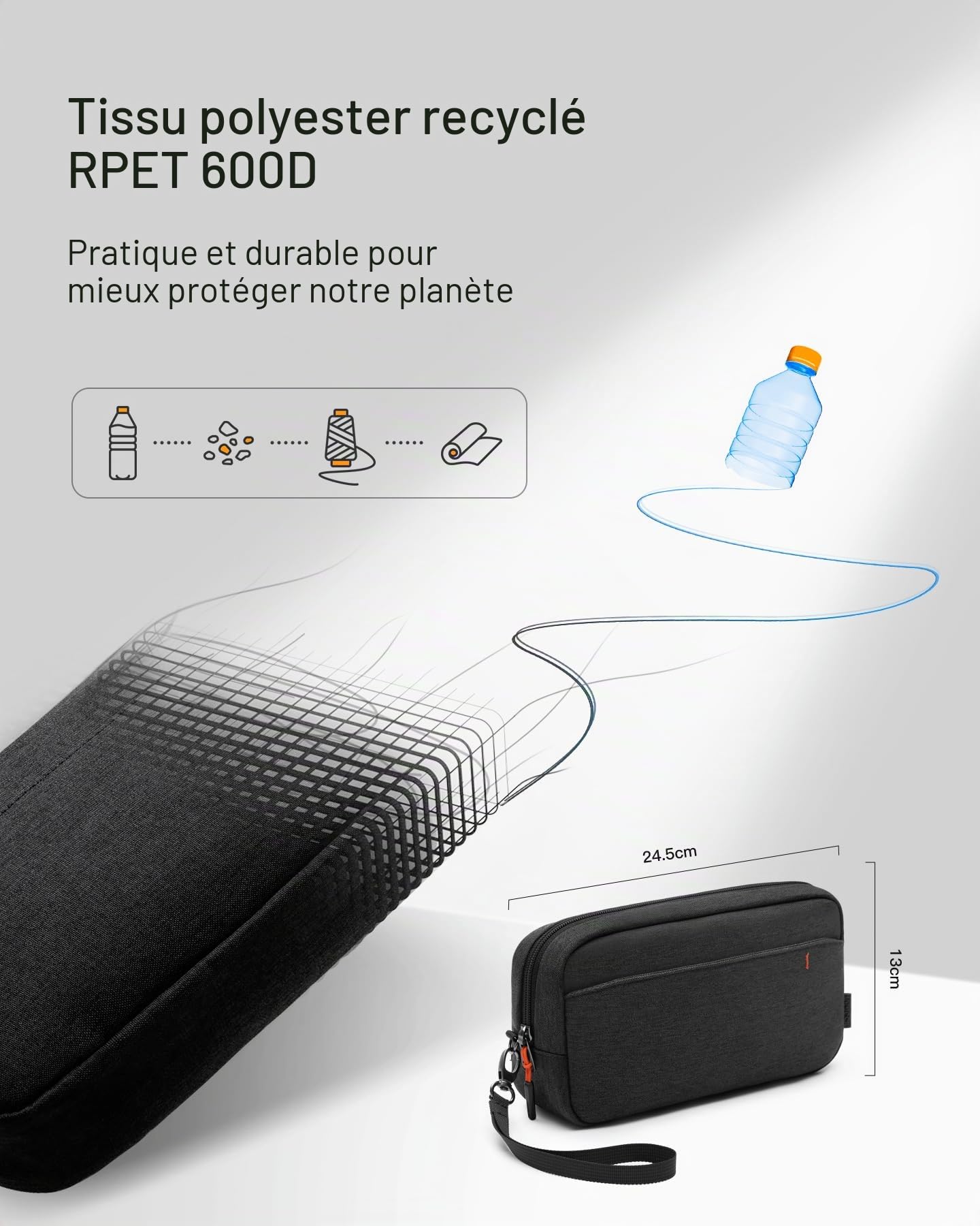 Inateck Sac de Rangement Câbles,Sac de Voyage Organisateur résistant aux éclaboussures, Pochette pour Accessoires électroniques, Compatible avec la Souris,Les câbles,l'alimentation Mobile, la clé USB
