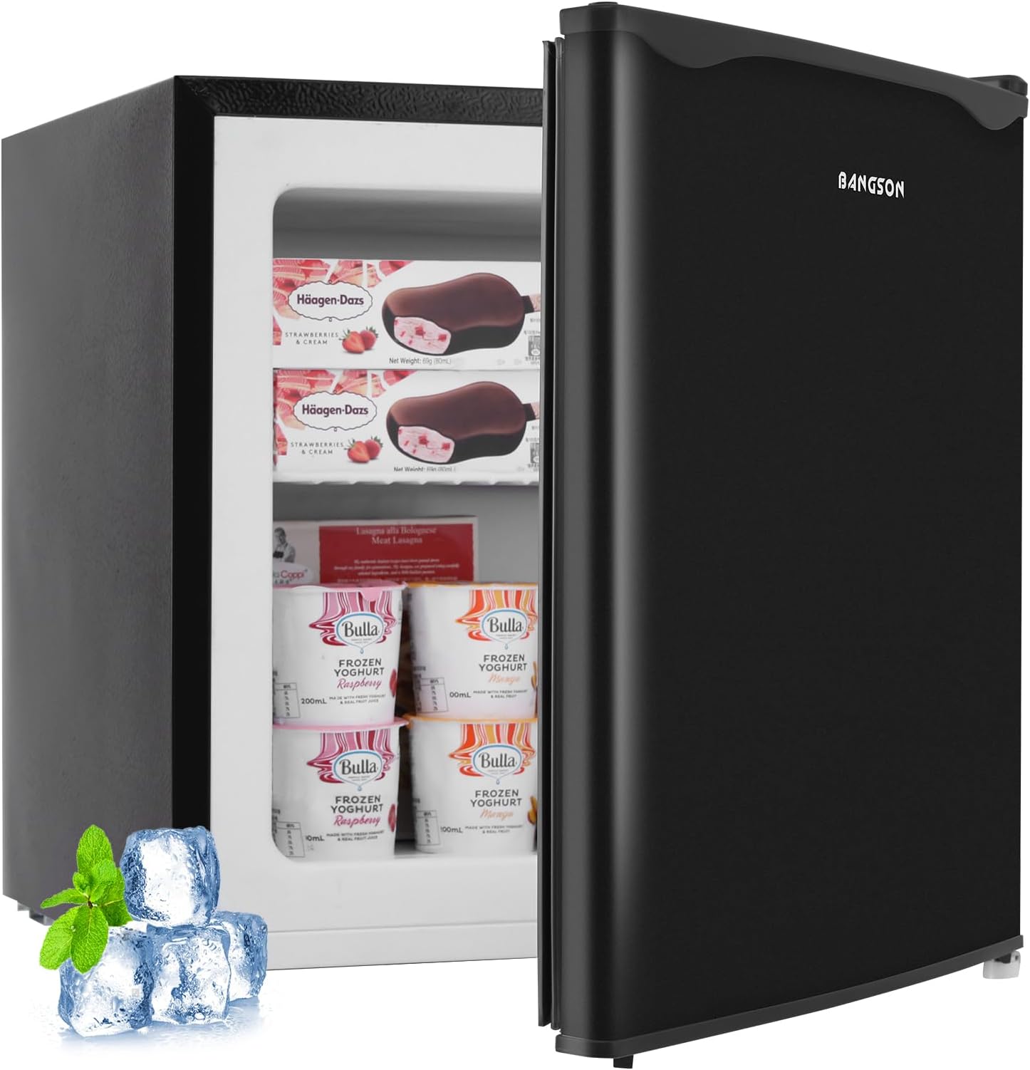 BANGSON Upright Freezer,1.1Cu.ft Energy-Saving Mini Freezer with Removable Shelf with Ultra Low Power 40W, Single Door Small Freezer for Home/Dorms/Apartment/Office (Black)