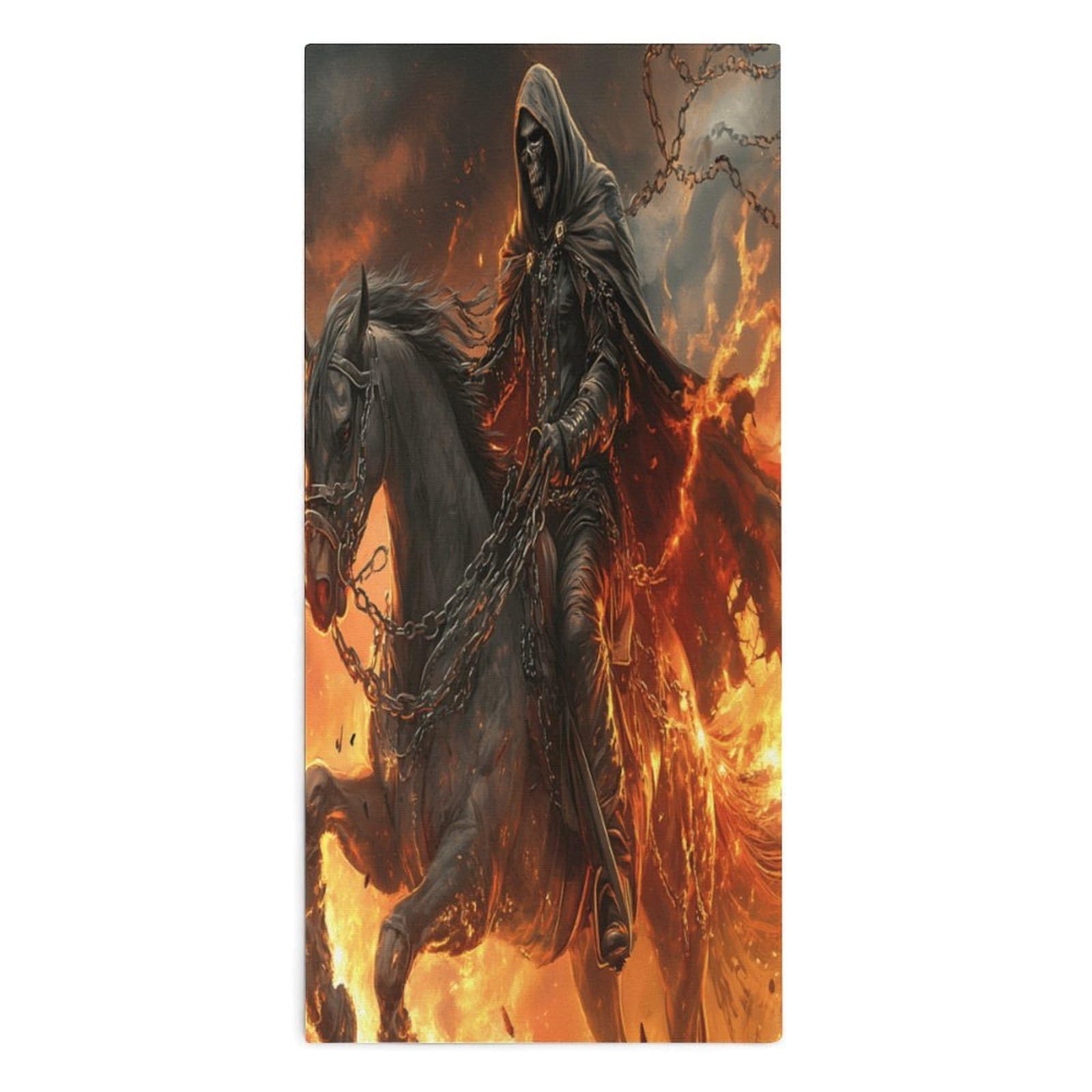 TXFBTRFSA Grim Reaper in Horse Flames Hand Towels for Adult Face Towel Bath Beach Swim Accessories