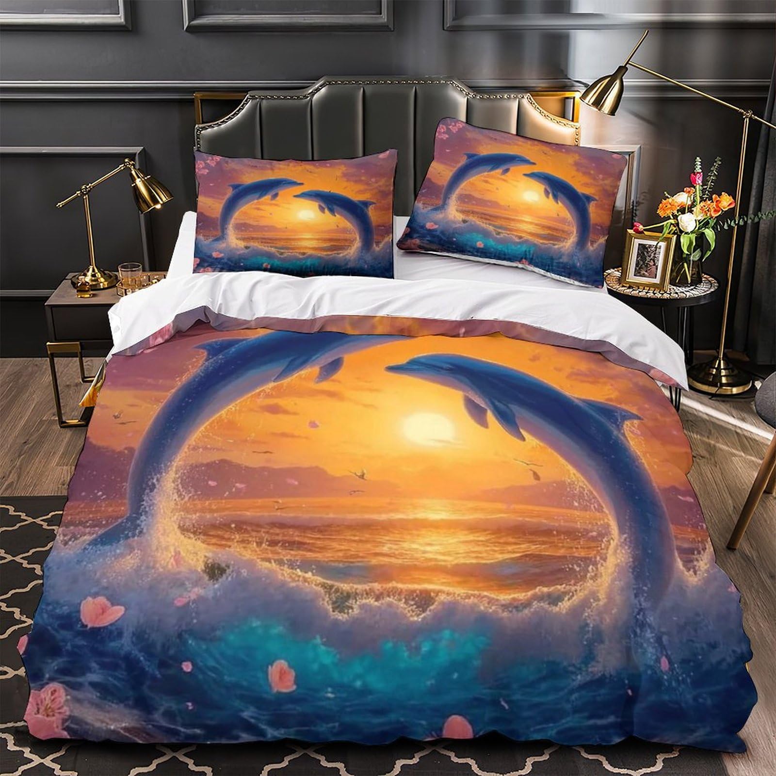 Parure de lit dauphin de l'espace housse de couette king 220x240cm