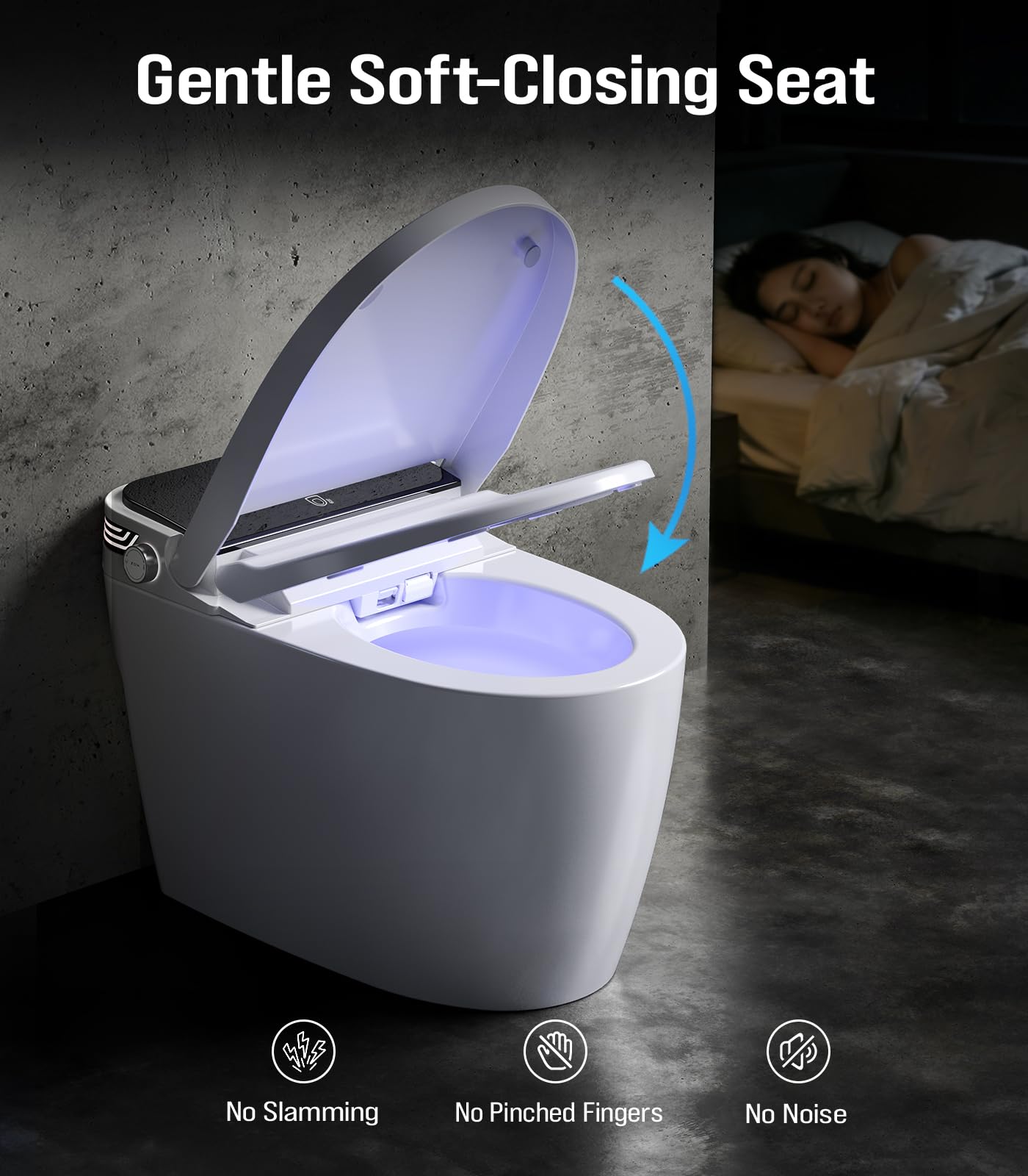 Tankless Smart Toilet Bidet with Auto Open Close Dual Auto Flush Heated Seat Air Dryer Multiple Cleaning Modes — view 6