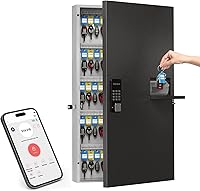 Vista 1 de WeHere 104 Keys Lock Box Wall Mount with Key Drop Slot, APP Bluetooth/OTP/Wi-Fi/Fixed Code/Key Unlock, Smart Large Key Cabinet Key Return Box for
