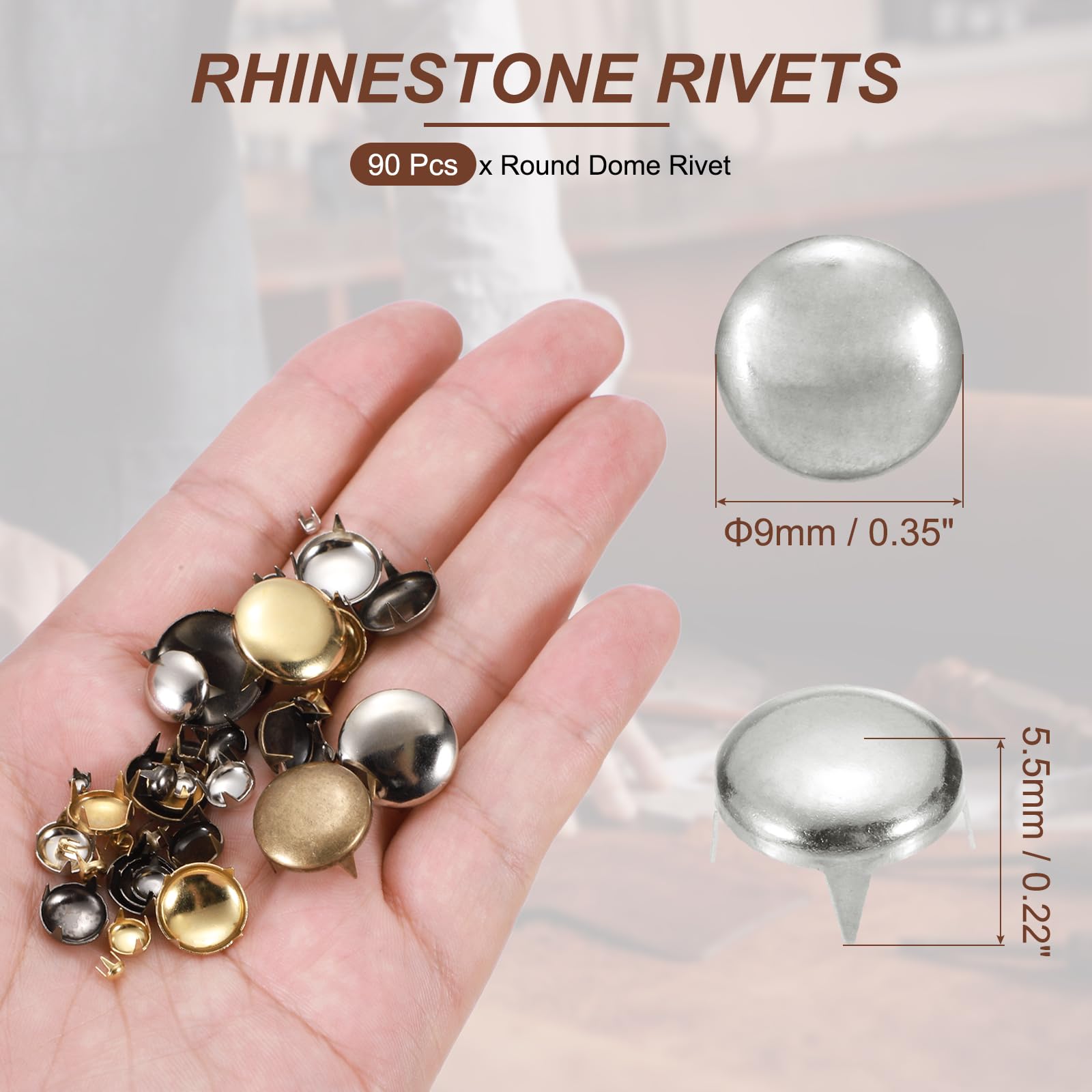 PATIKIL 9mm Round Dome Rivet - Image 2