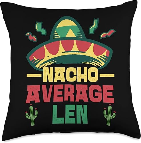 Not Your Ordinary Name. Nacho Average Len Throw Pillow, 18x18, Multicolor