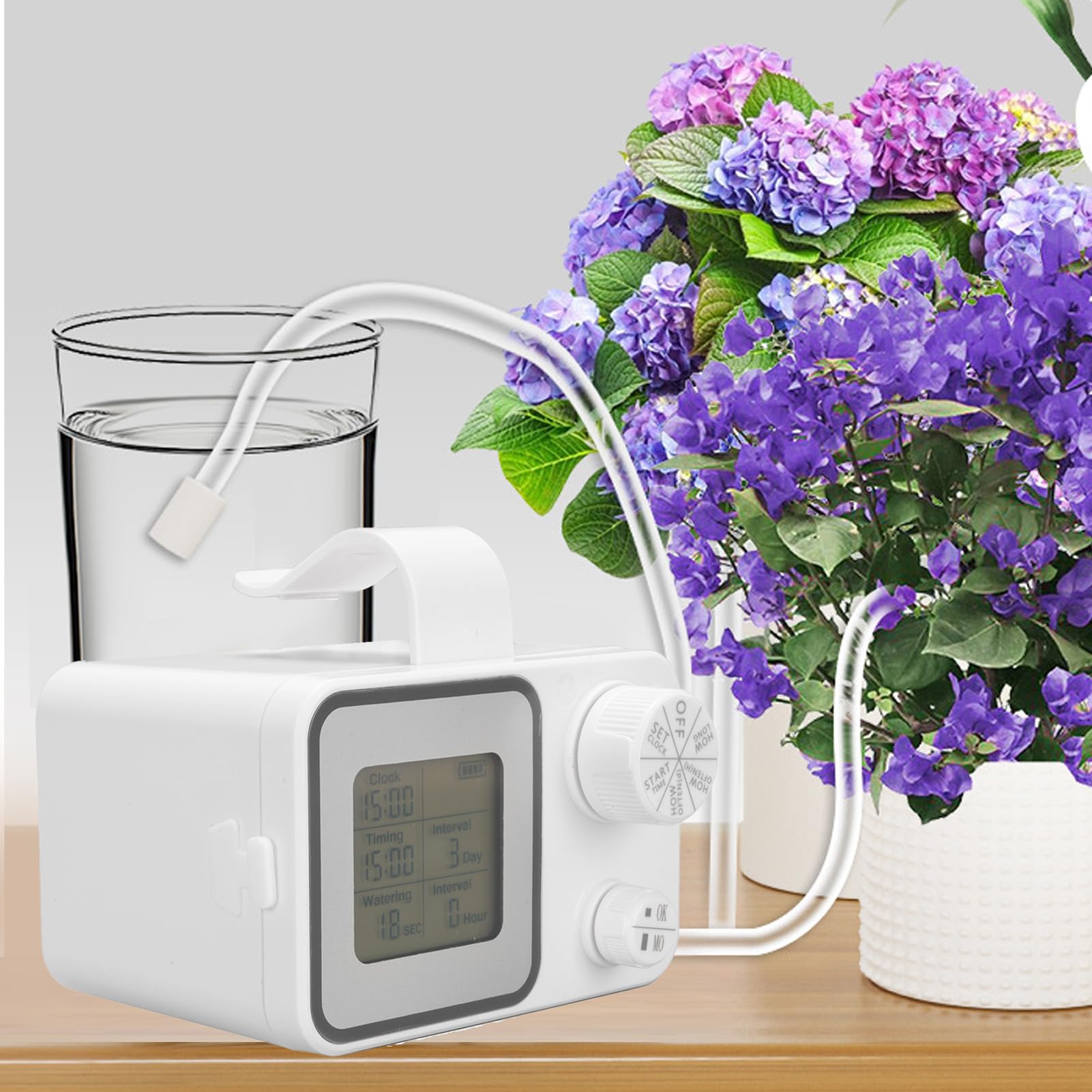 Automatic Watering Timer Kit,LCD Display Programmable Timer Plant Waterer Irrigation Kit Plant Automatic Watering Timing Device for Garden Balcony Office Greenhouse