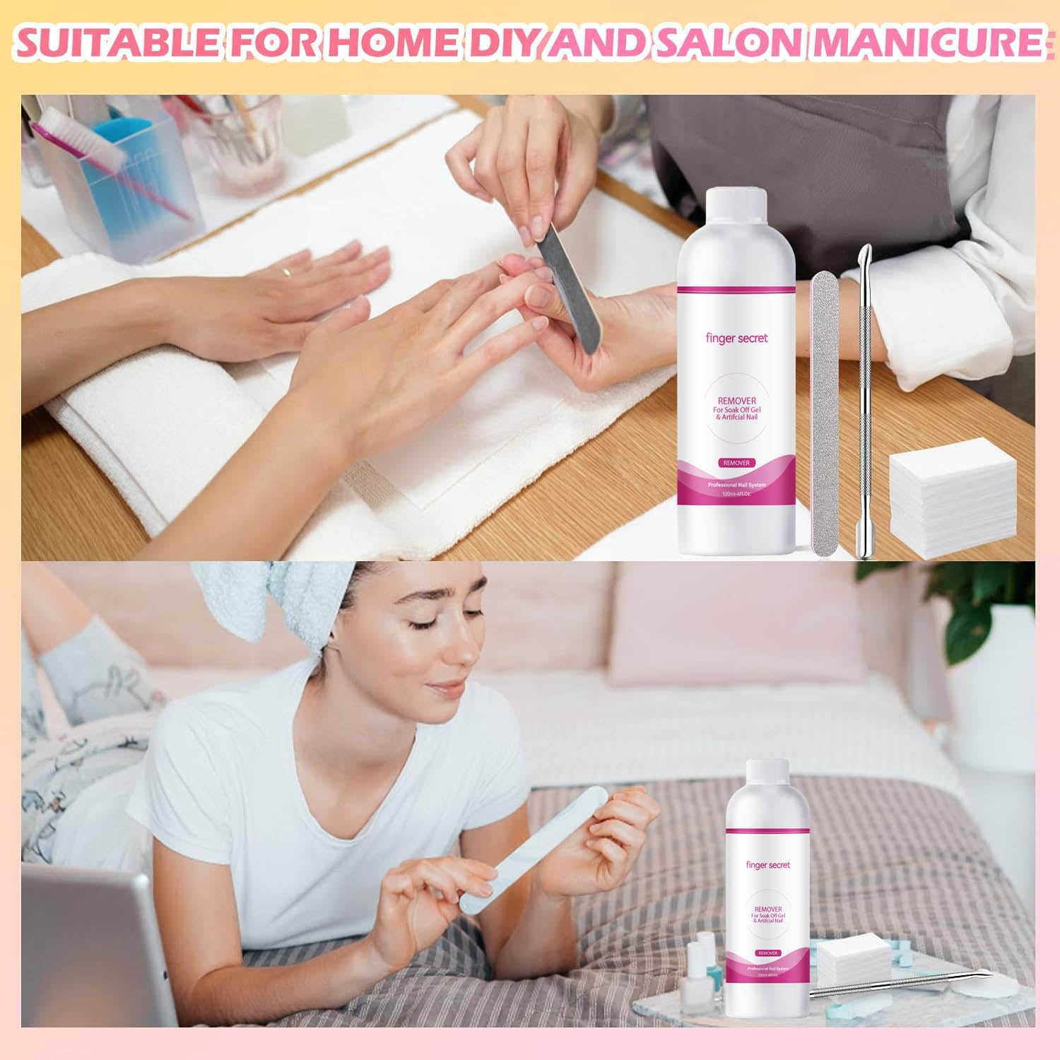 Nail Polish Gel Remover&Nail Brush Cleaner Kit for Efficiently Removing Gel Polish and Thoroughly Cleaning Brushes.Comes with a Glass Cup and 50 Cotton Pads for Convenient Use.
