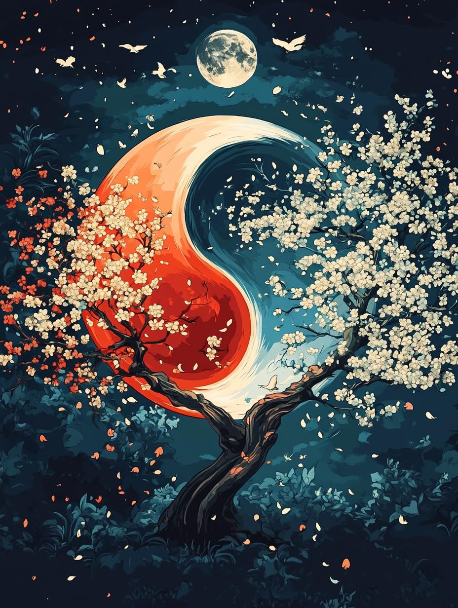 VAIIEYO 5D DIY Tree Diamond Art Kits Adults, Yin Yang Diamond Painting, Paint with Round Full Drill Crystal Rhinestone Diamonds Gem Art for Home Wall Decoration Gift 12X16Inch-51