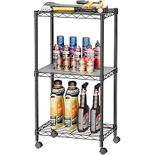 SINGAYE 3 Small Wire Shelves Kitchen Pantry Close Home Organizers and Storage Bathroom Shelf Laundry Room Organization Adjustable Book Metal Garage Shelving Unit