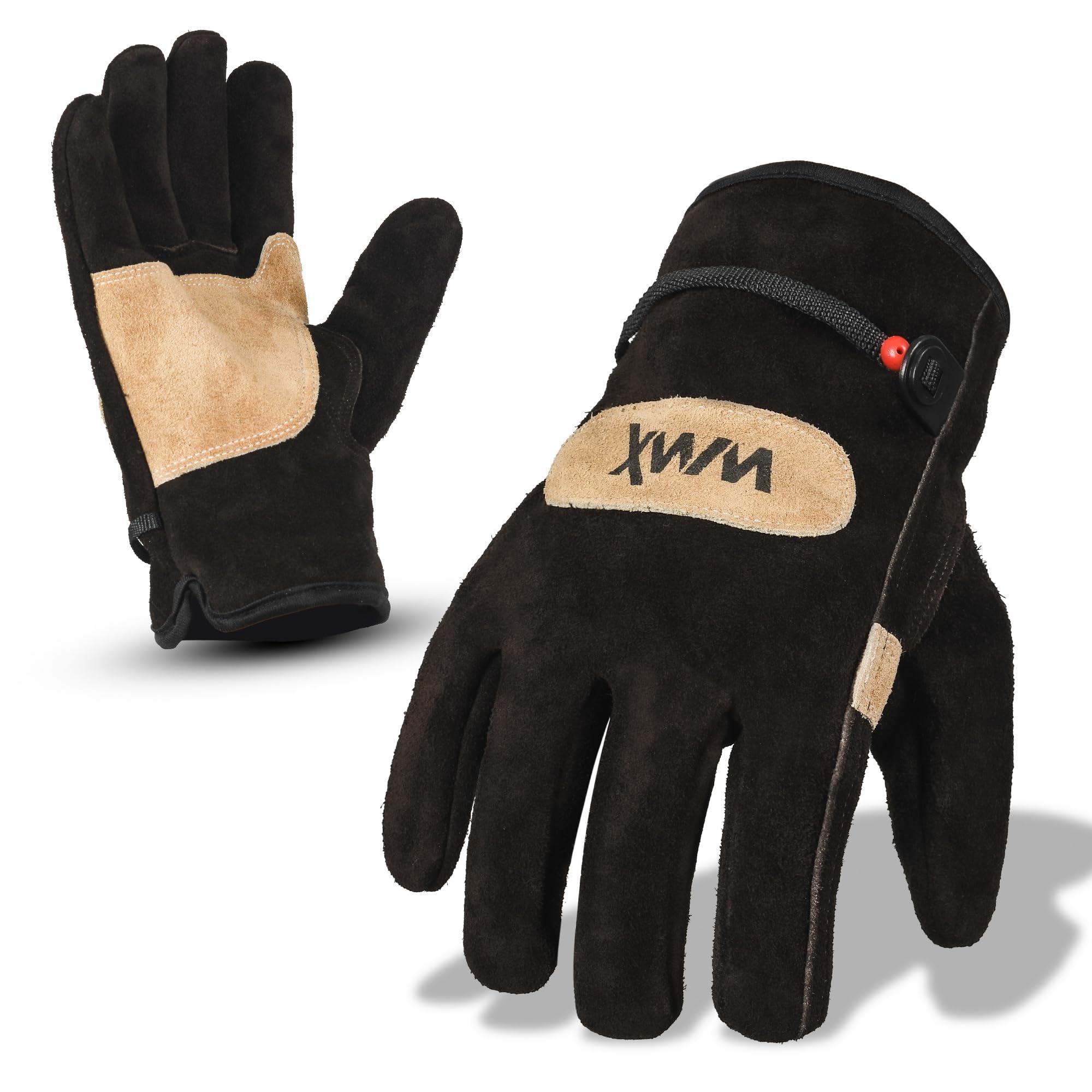 WMX Leather Gardening Gloves for Men and Women - Heavy Duty Thorn Proof Garden Work Gloves, Welding for Construction & Farm Ranch, Durable Cowhide, Cotton Lined (Cocoa brown, Small)