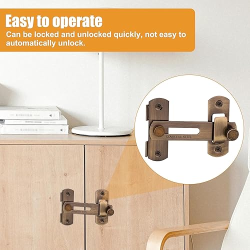 Miniatura 4 de 2 cerraduras de puerta de granero, pestillo de puerta corrediza de acero inoxidable, cerraduras y pestillos de puerta abatible de 180 grados,