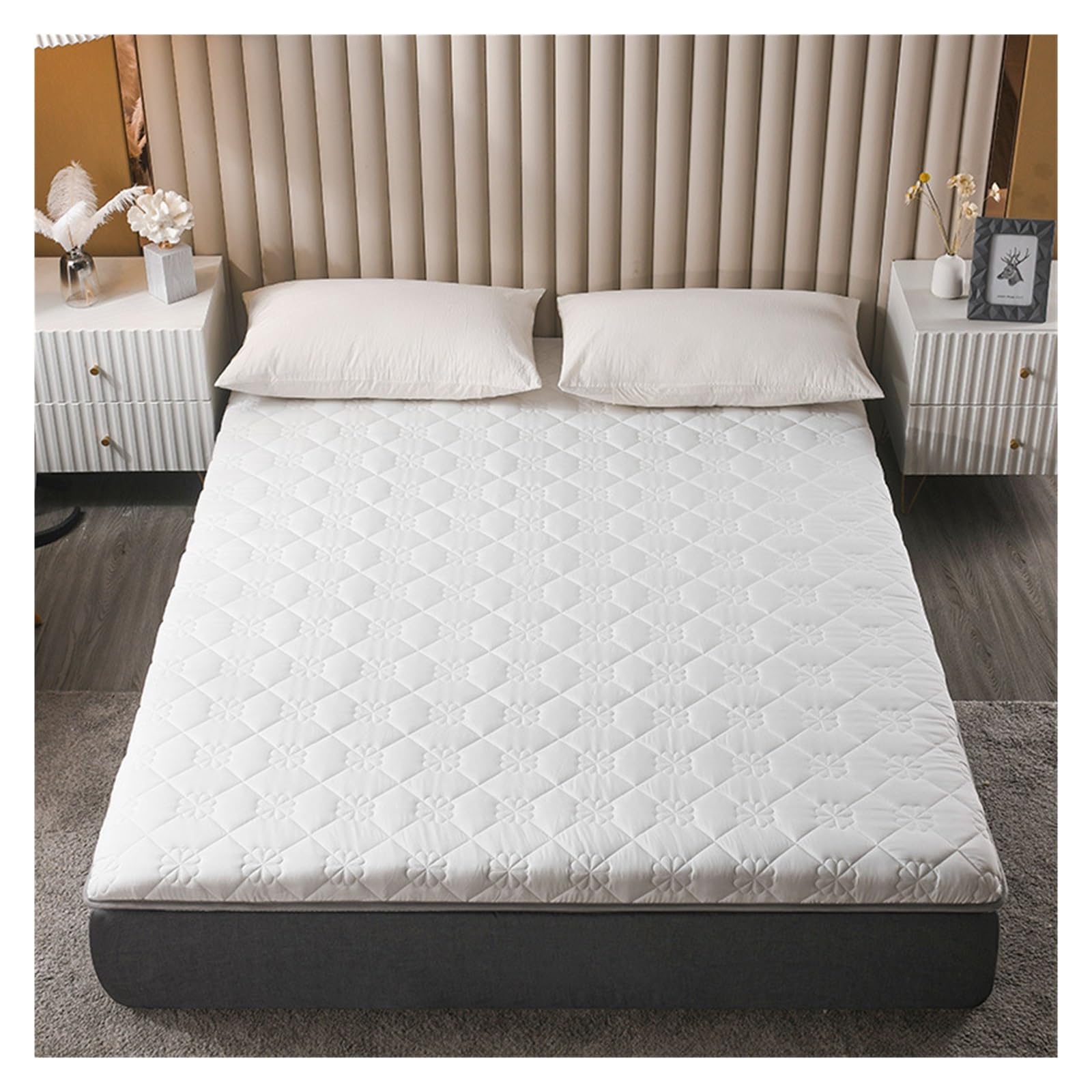 Meiiron Japanese Sleeping Pad, Thicken Futon Mattress, Roll Up Bed Mat, Foldable Tatami Mat for Sofa Lounger Camping Dormitory Yoga Nap Meditation(White,150x200cm)