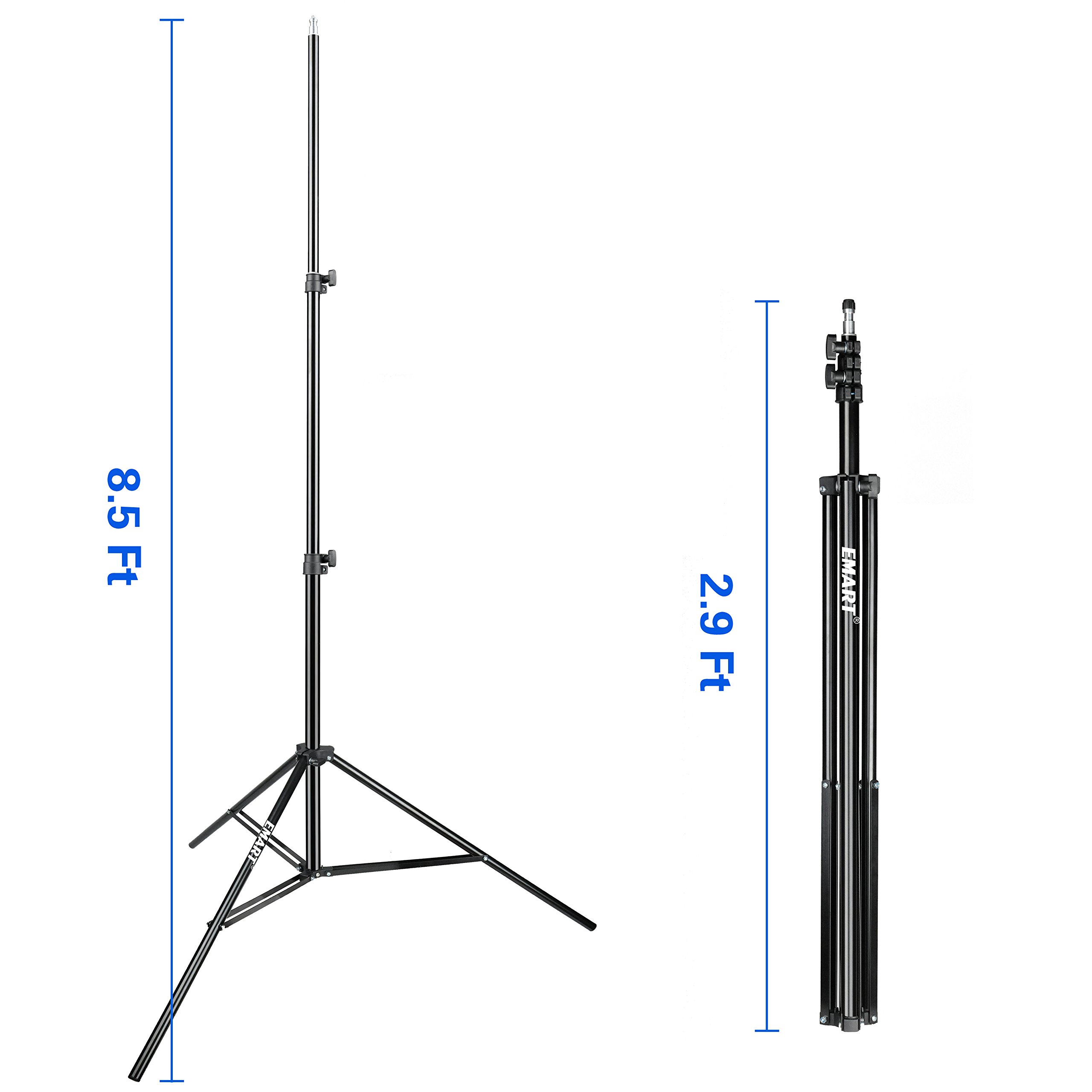 EMART 260cm Lichtstatief Aluminium Stabiel Fotografie Statief, Lampstatief voor Video Fotostudio, Achtergrond, Softbox, Reflector - 2 Stuks