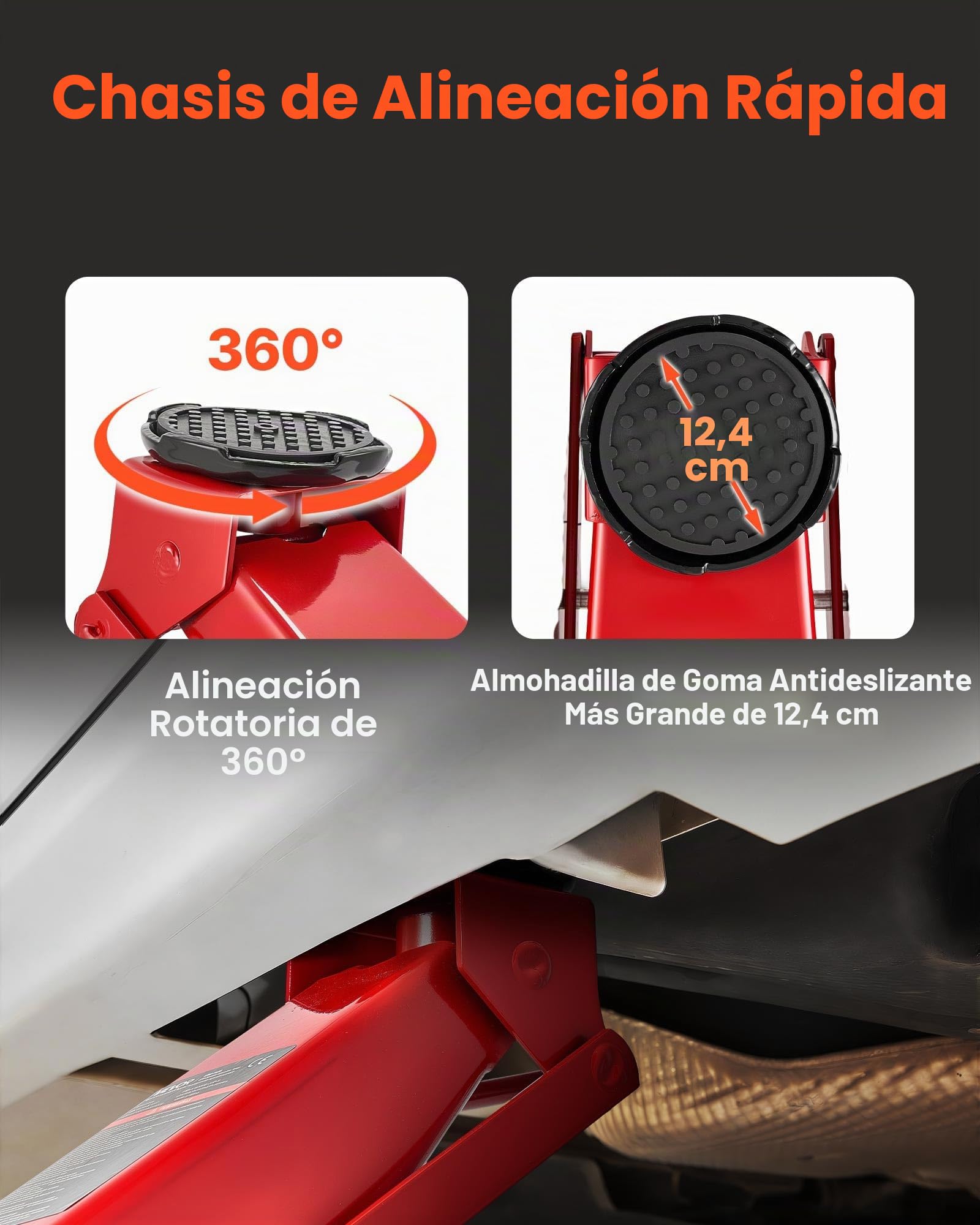 VEVOR Gato de Perfil Bajo Capacidad de 3 t, Gato Hidráulico con Bomba de Elevación Rápida de Un Solo Pistón, Rango de Elevación 130-500 mm, para Autos Deportivos, SUV, Camionetas, Vehículos, Rojo
