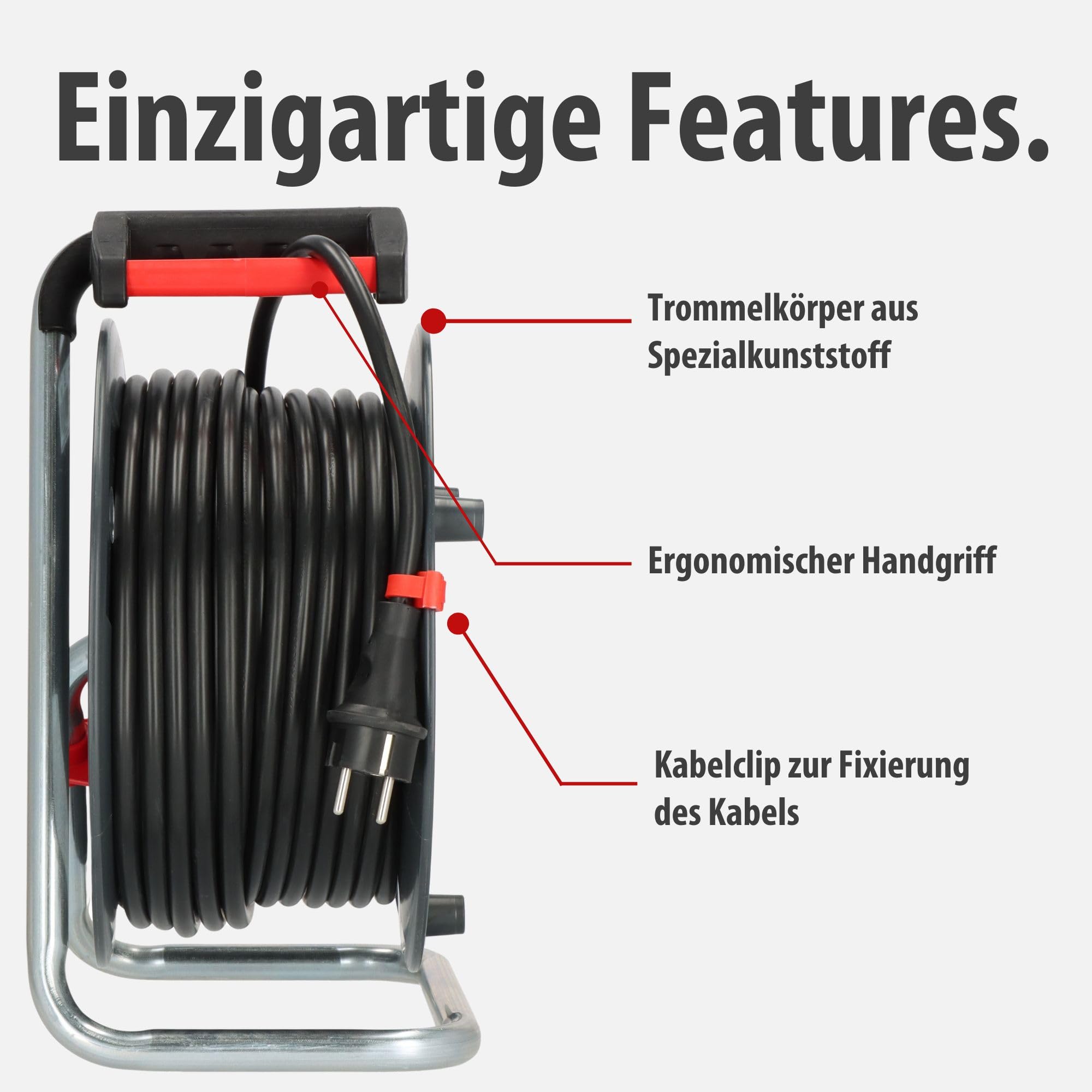 Brennenstuhl Garant V2 Kabeltrommel 50m Kabel (Made in Germany, 4 Schutzkontakt-Steckdosen, Überhitzungsschutz, Trommelkörper aus Spezialkunststoff)