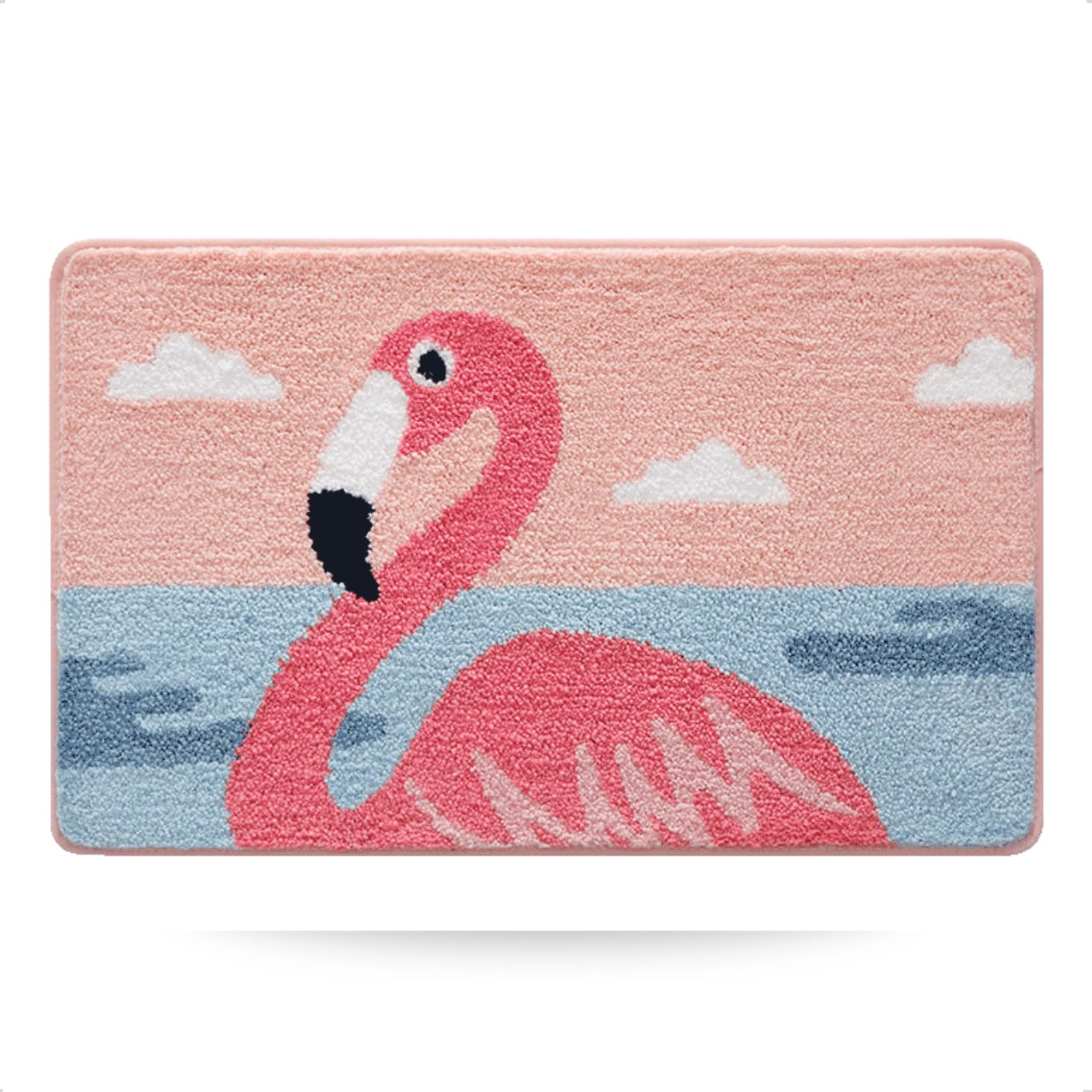 Cute Animal Rug, Adorable Mat, Cartoon Floor Mats, Non Slip Extra Absorbent Soft Bath Rug, Machine Washable, Bathtub Carpet Shower Indoor Area Use (