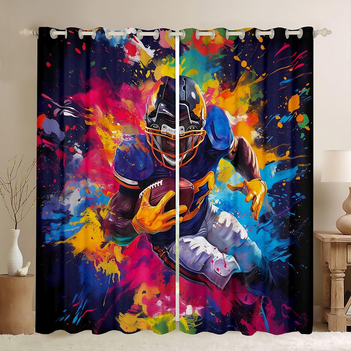Homewish Rugby Spieler Fenstervorhang 137x117(HxB)