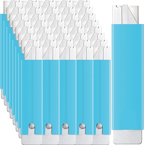 Lasnten Cortadores de caja de 48 piezas, cortador de cartón retráctil a granel de un solo filo, práctico mini cuchillo de caja de afeitar, cortador