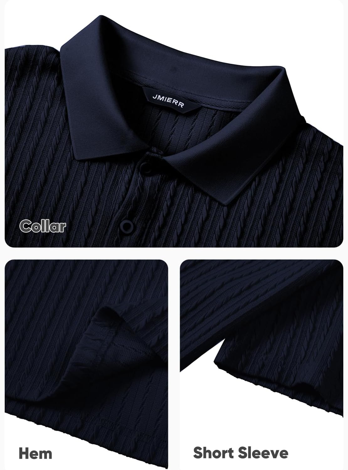 JMIERR Mens Casual Polo Shirt Summer Short Sleeve Vacation Button Beach Knit Stretchy Golf Shirts Medium M Blue image 9 of 9 B0DJQT42TQ