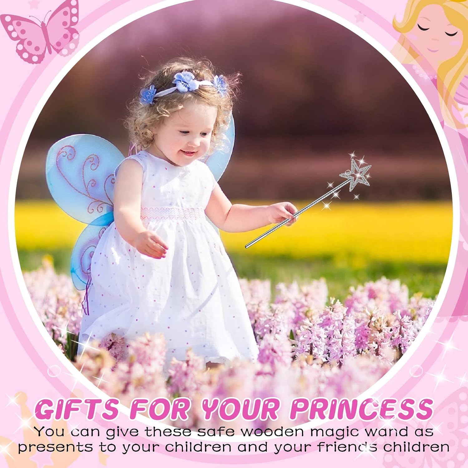 12 Pack Star Baton Angel Fairy Wand Princess Fairy Wand Sticks for Princess Birthday Party Wedding Halloween Christmas Cosplay Dress up Accessories(13 Inch,Silver)