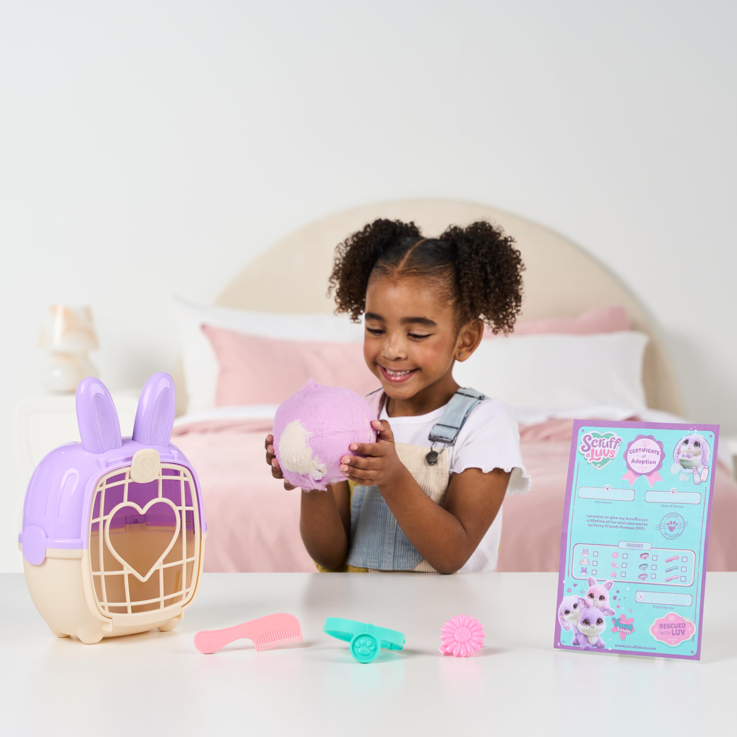 ScruffaLuvs Bunny Scruffs - Mystery Plush Toy, 5.5" Tall - Wash to Reveal a Bunny Scruff, Includes 11.4" Deluxe Pet Carrier, Purple - Image 2