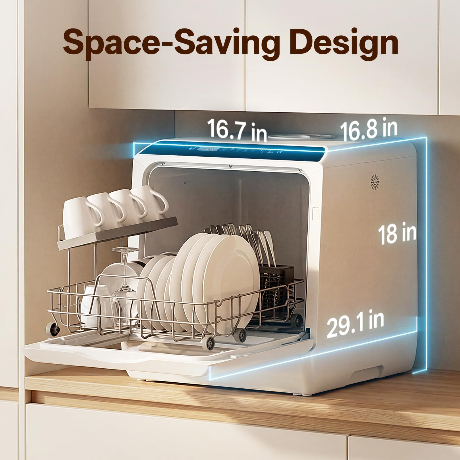 NOVETE Portable Countertop Dishwashers Compact Dishwashers with 5L Built-in Water Tank & Inlet Hose 5 Washing Programs Baby Care Air-Dry Function and LED Light for Small Apartments product thumbnail 4