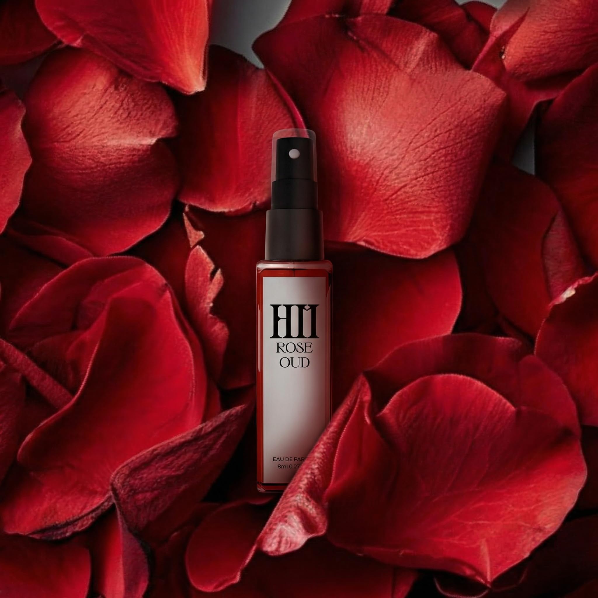 Rose Oud EDP - 8ml Travel Mini | Intense Bold Long Lasting Floral-Woody Unisex Perfume | Signature Scent with Patchouli & Musk | Pocket Size Discovery Spray-image-1