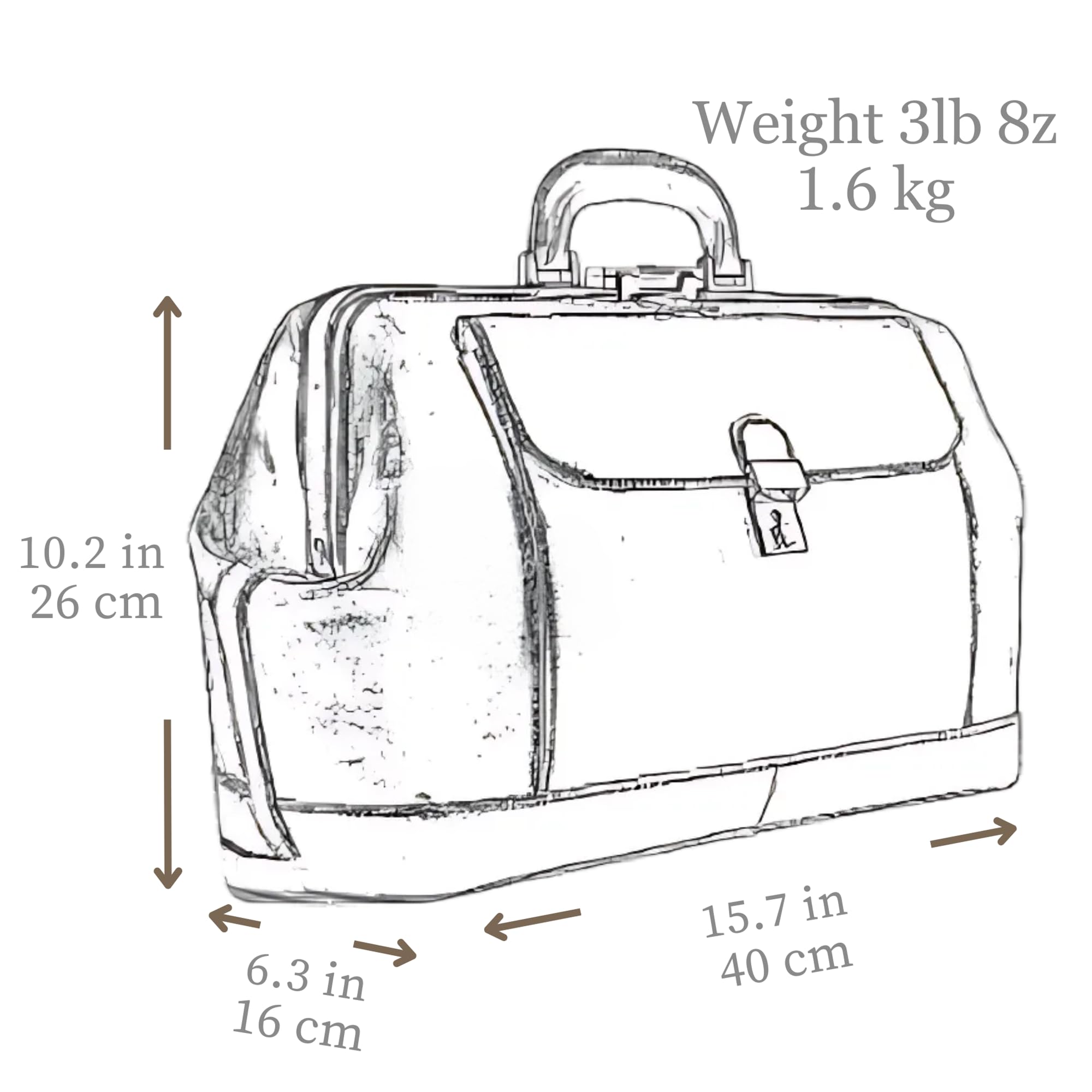 Time Resistance Sac de Médecin en Cuir – Sac à Poignée Supérieure – Mallette Médicale – Sac Gladstone