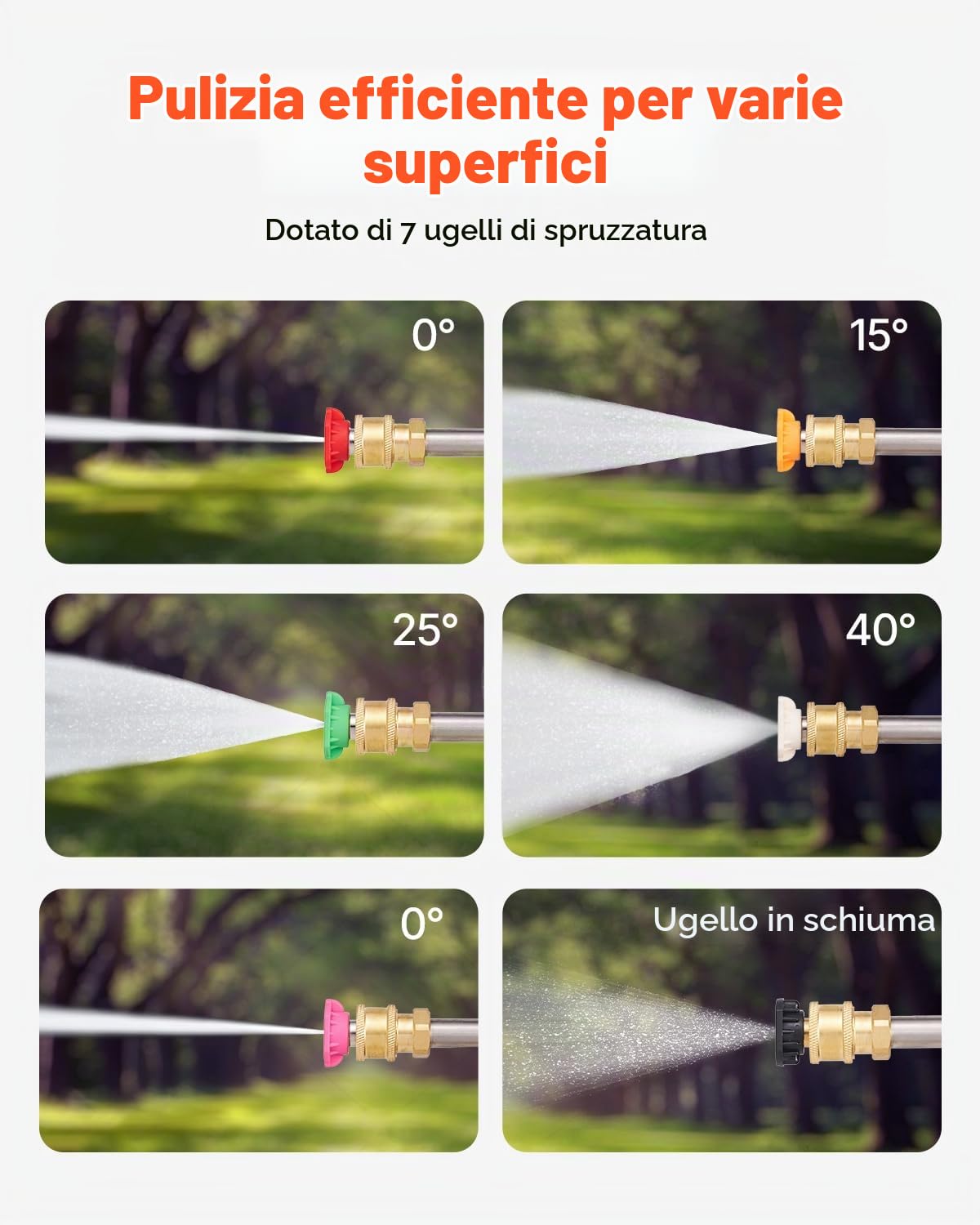 VEVOR Lancia Telescopica per Idropulitrice, 6400 mm, 275 bar, Lancia Telescopica con Prolunghe, Pulitore per Grondaie, Testina Spazzola, 7 Ugelli Spruzzo, Adattatore, Cintura, Giunto Girevole