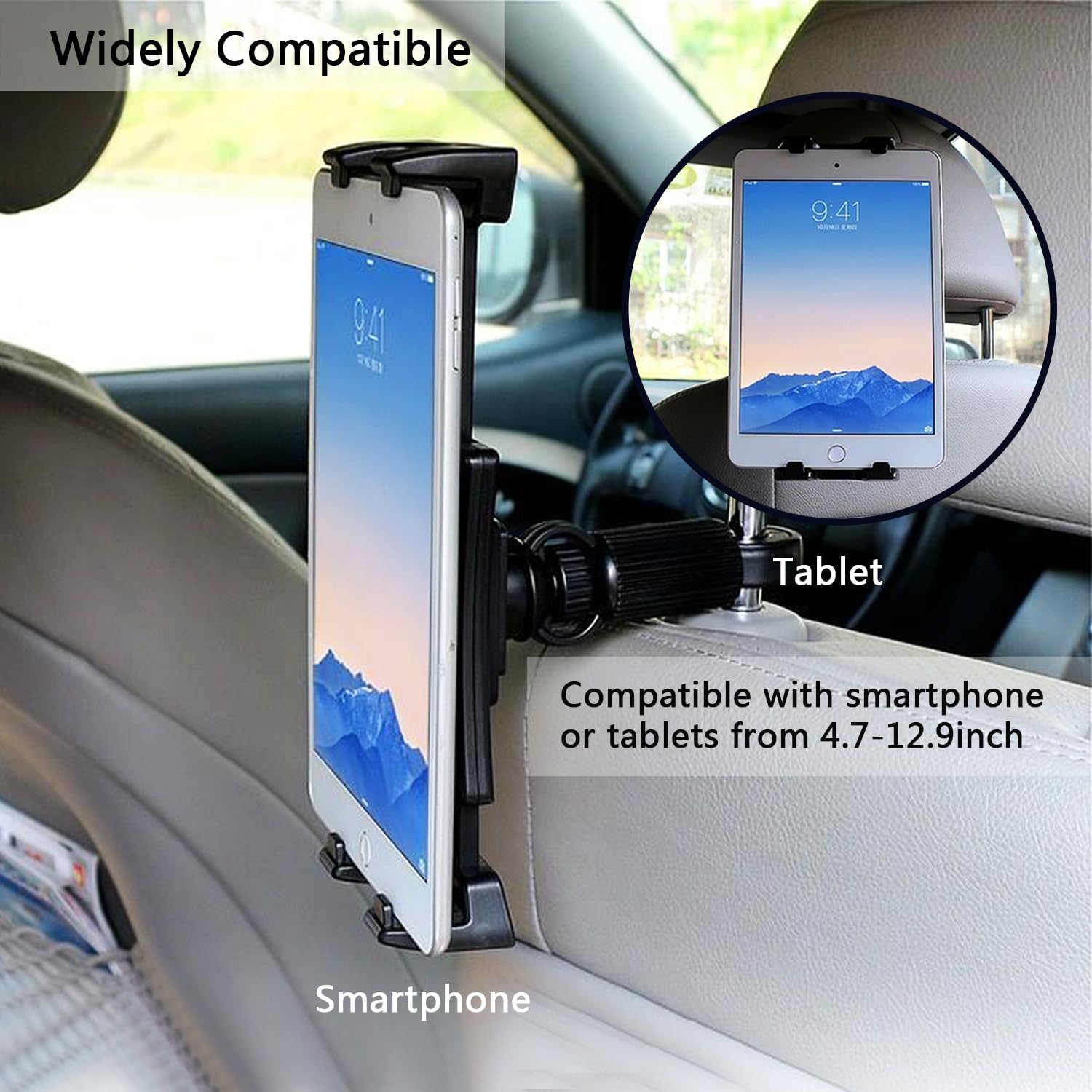 Tablet-Halterung Für Auto-Kopfstütze – Universell Für IPad, Galaxy Tab & Handys, Schwarz